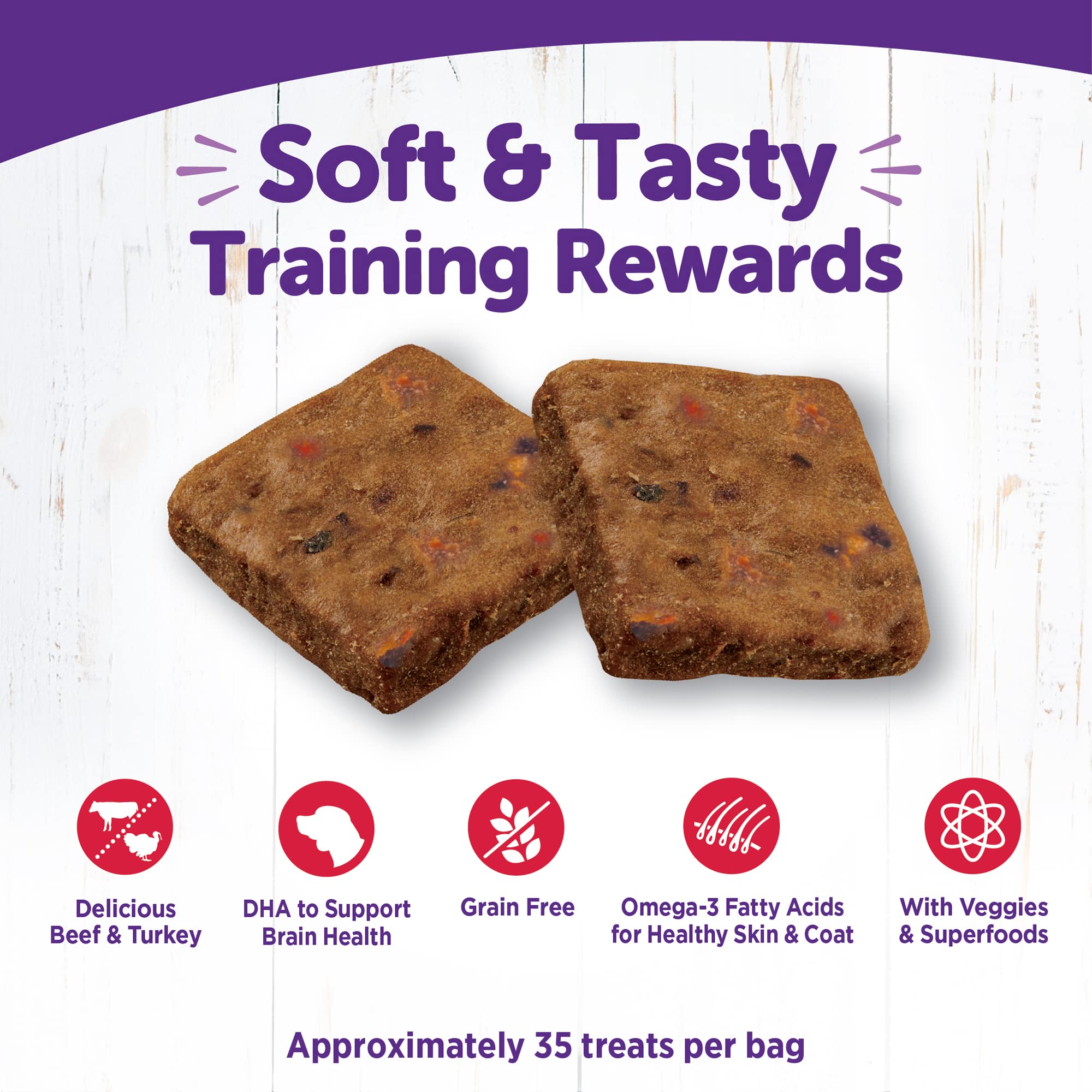 Wellness Rewarding Life Grain-Free Soft Dog Treats, Made in USA with Healthy Ingredients, Ideal for Training (Beef & Turkey Reci