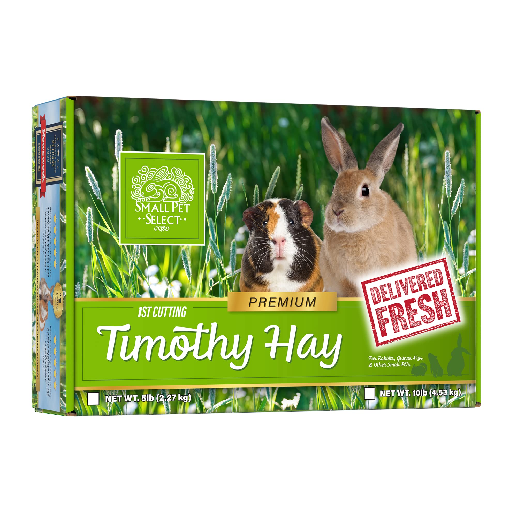 Small Pet Select Timothy Hay Pet Food, High Fiber, 2 lb, No Artificial Color, Model Tim1st2