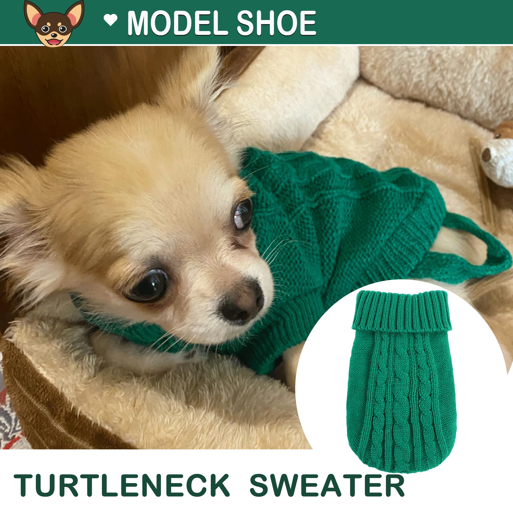 Small Dog Sweater 2 Pieces Dog Sweaters For Small Dogs, Dog Clothes Pet Cat Sweater Cold Weather Puppy Clothes Outfits S