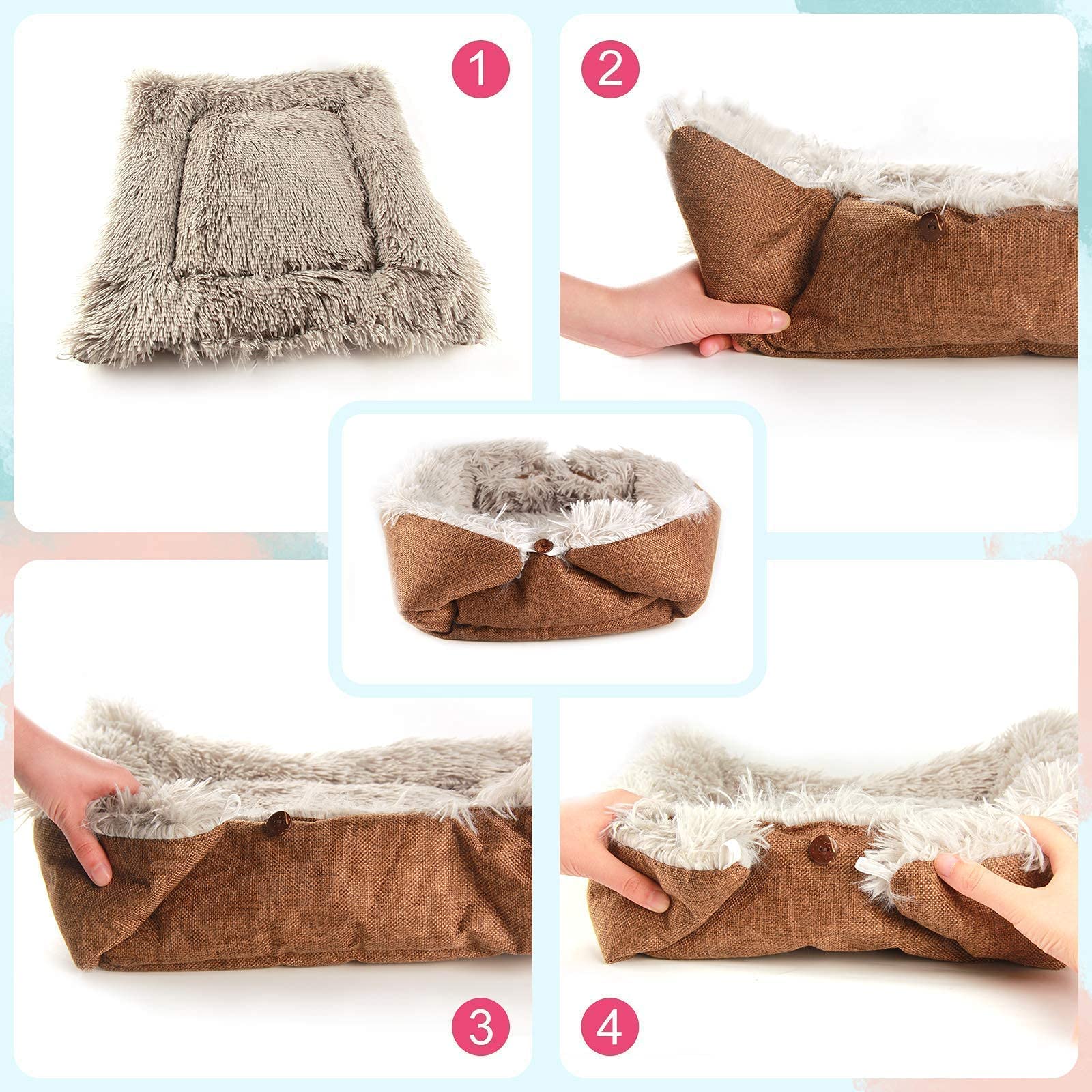 Hdlkrr Cat Bed Small Dog Bed, Self Warming Cat Beds Self Heating Cat Dog Mat, Extra Warm Thermal Pet Pad For Indoor Outdoor Pets
