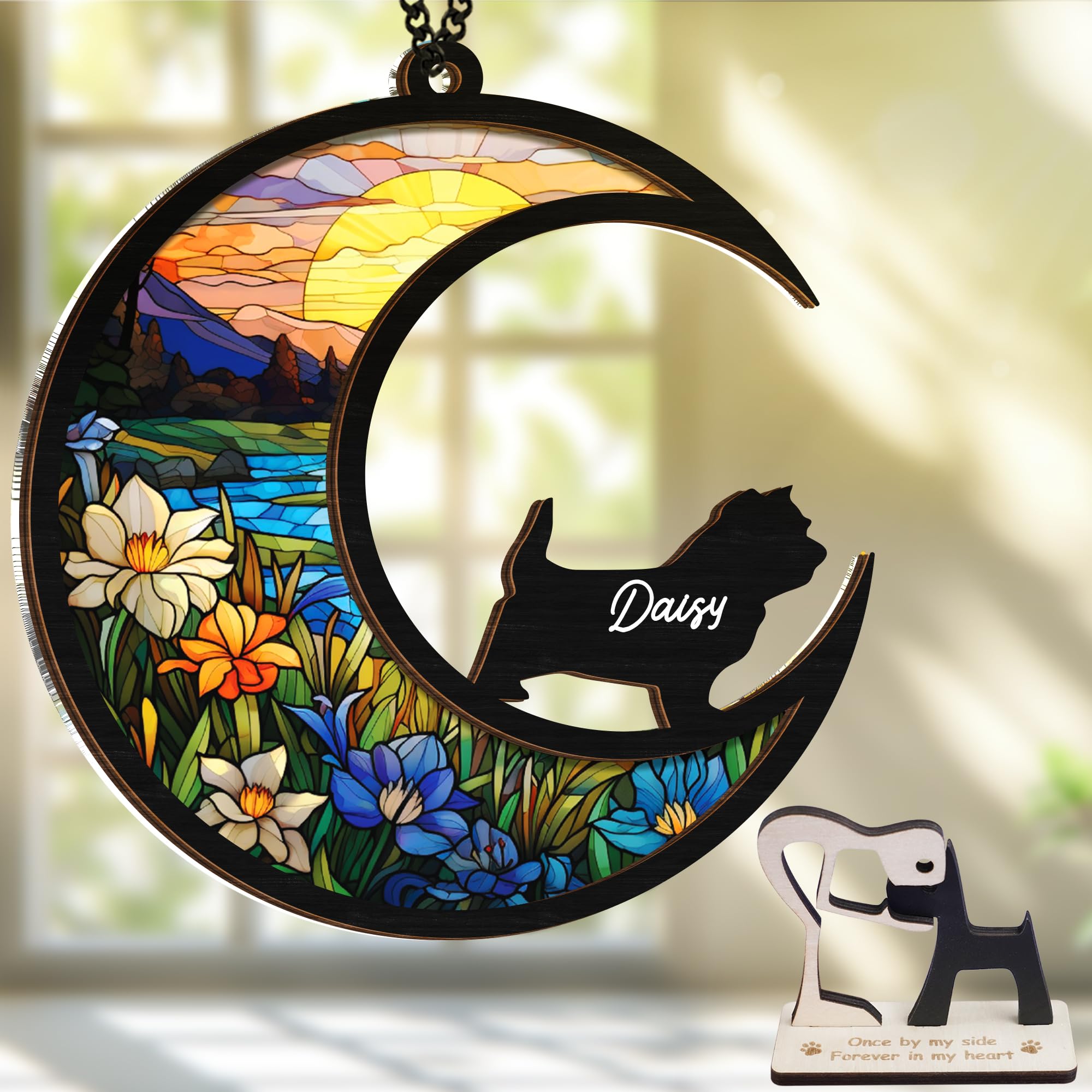 6'' Cairn Terrier Dog Memorial Suncatcher Personalized Name Dog Breed Pet Ornament Window Car Hanging Sympathy Gift For Loss Of 