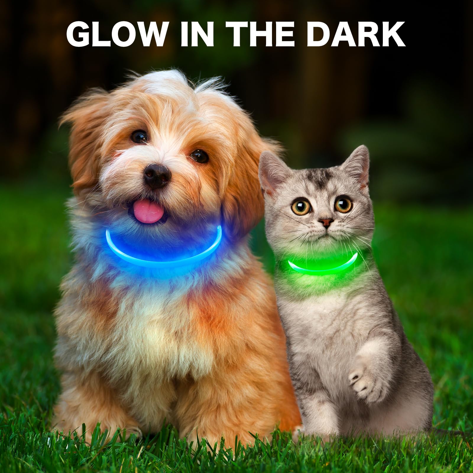 Bseen Light Up Dog Collar, Rechargeable Led Puppy Collar Waterproof Glowing Pet Collar Tpu Cuttable Lighted Dog Collar For Small Medium Large Dogs (Xs- Green(40Cm))