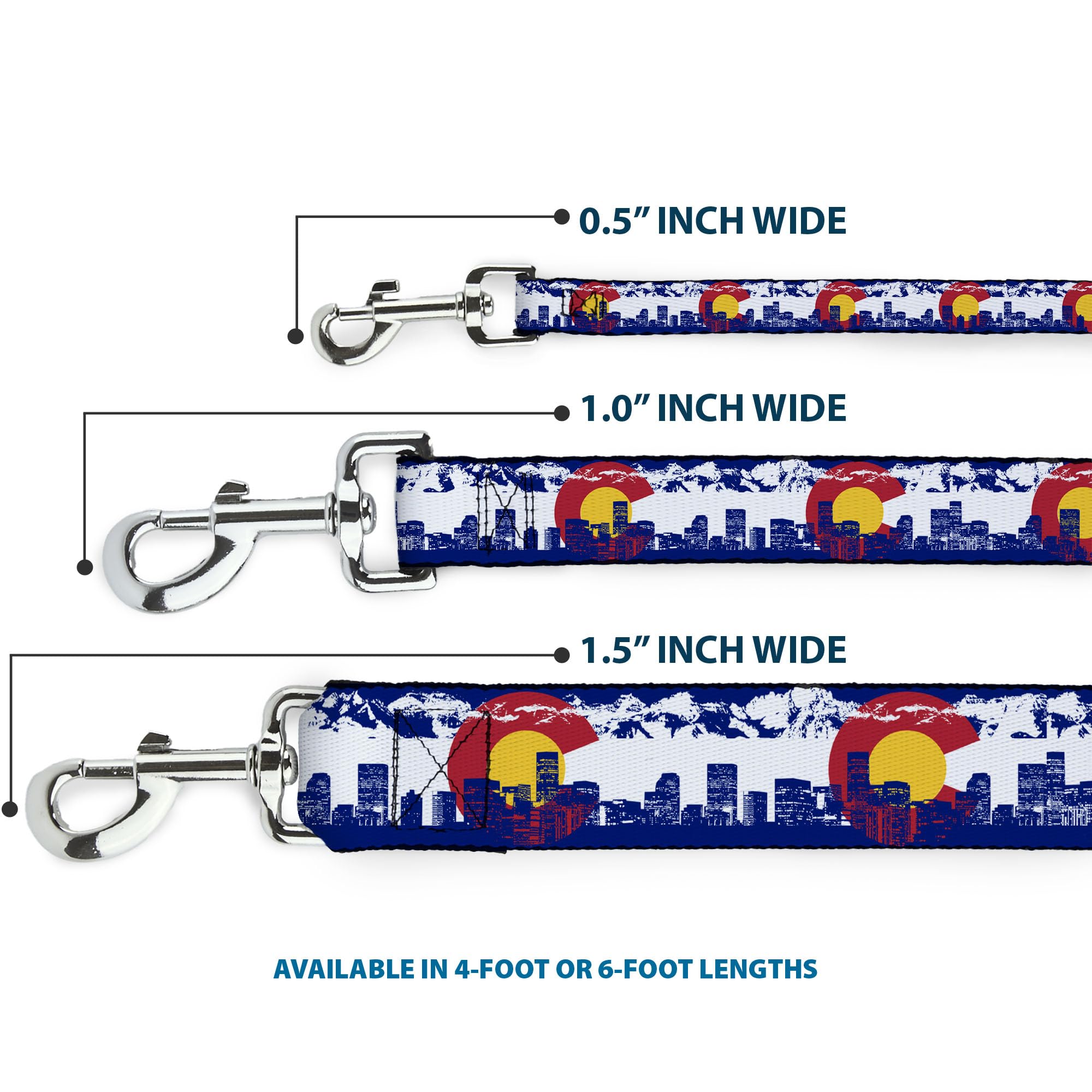 Dog Leash Colorado Skyline Mountains 6 Feet Long 1.5 Inch Wide
