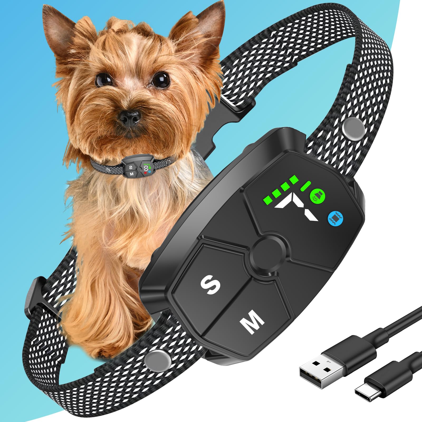 Bark Collar, JeaTone Dog Bark Collar for Small Dogs 5-15lbs, Anti-Bark Collar for Medium Dogs with Beep, Vibration & 7 Adjustabl