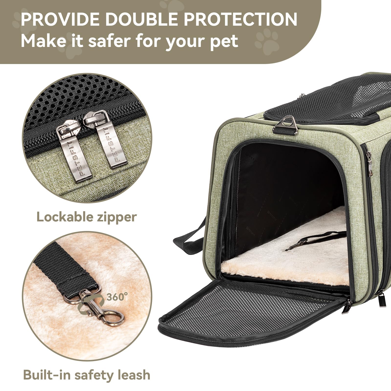 Petsfit Airline Approved Expandable Large Cat Carrier Small Dog Carrier, 17'' X 11'' X 11'' Collapsible Portable Soft-Sided Airp