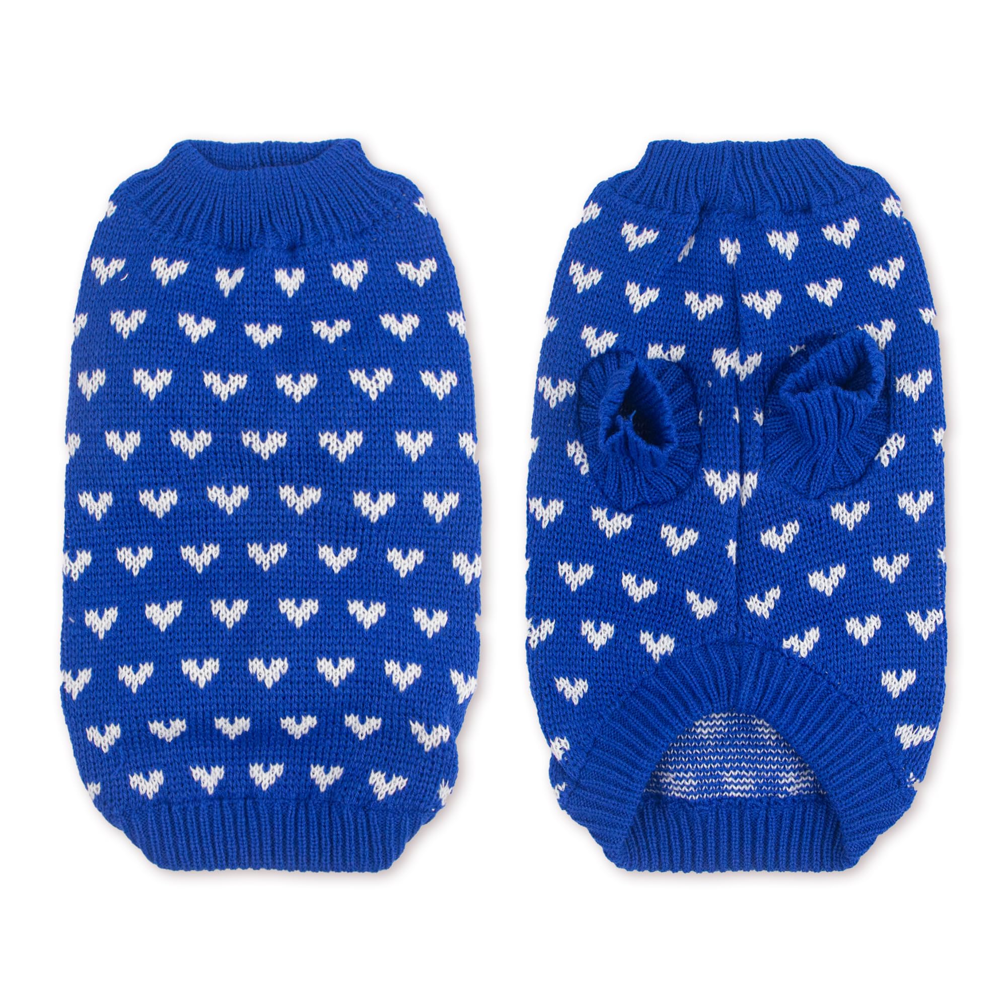 Dog Sweater Heart Puppy Sweater Warm Soft Pet Cloth Dog Outfits For Small Dogs And Cats (Blue, M)