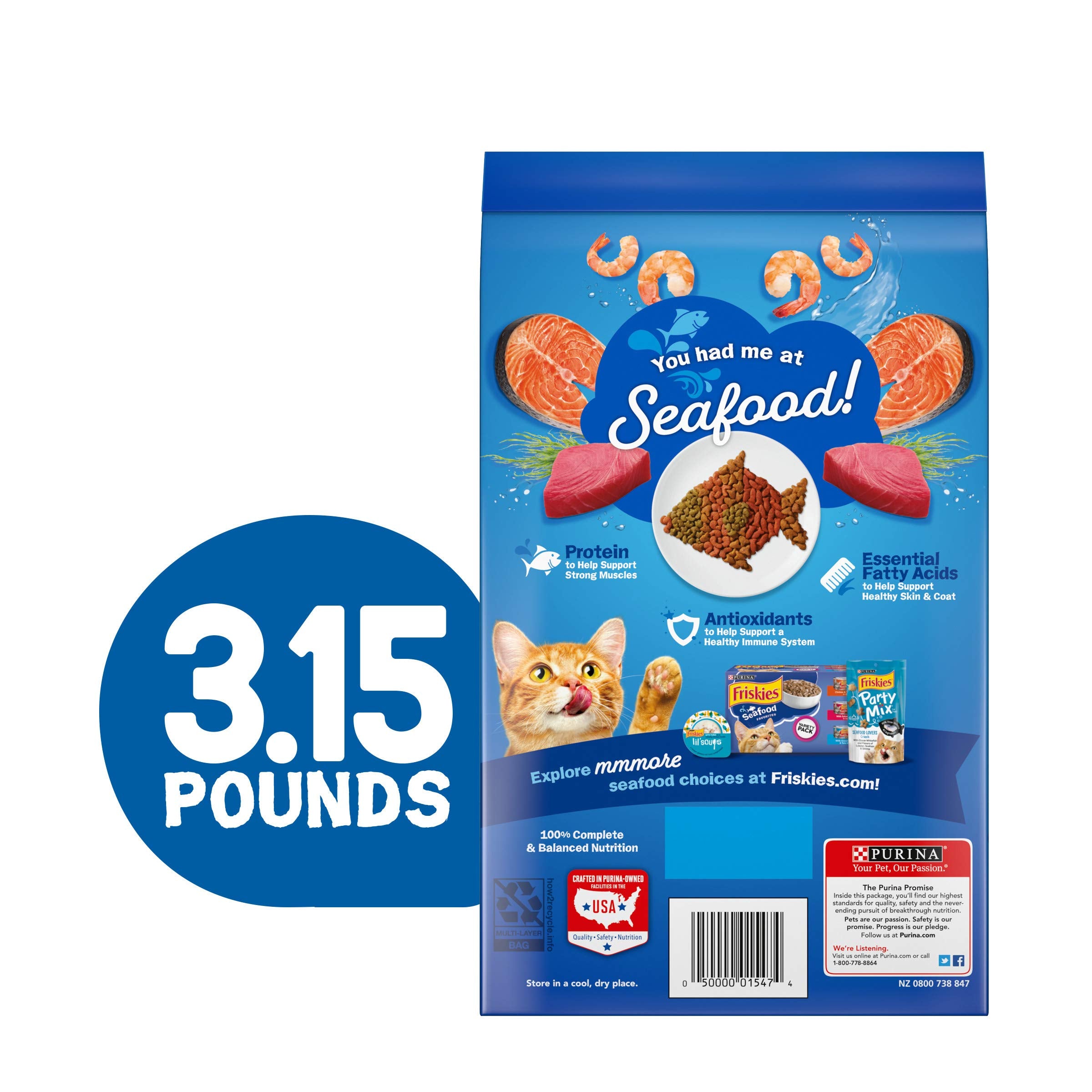 Purina Friskies Dry Cat Food, Seafood Sensations - 3.15 Pound (Pack of 4)