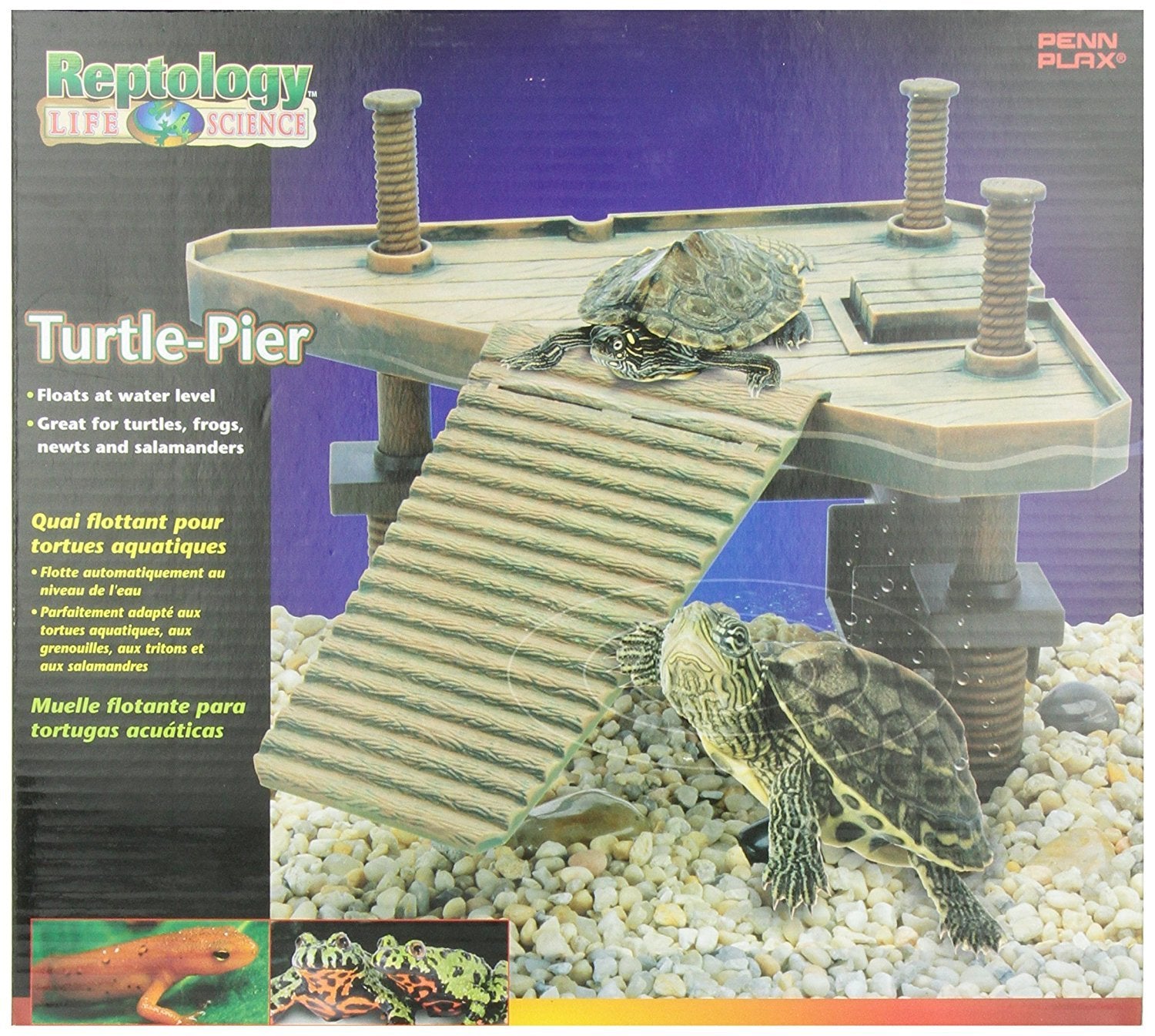 Penn-Plax Turtle Pier Basking Platform - Natural Plastic, Medium Size, Triangle Pier - Decorative & Functional for Aquariums/Terrariums