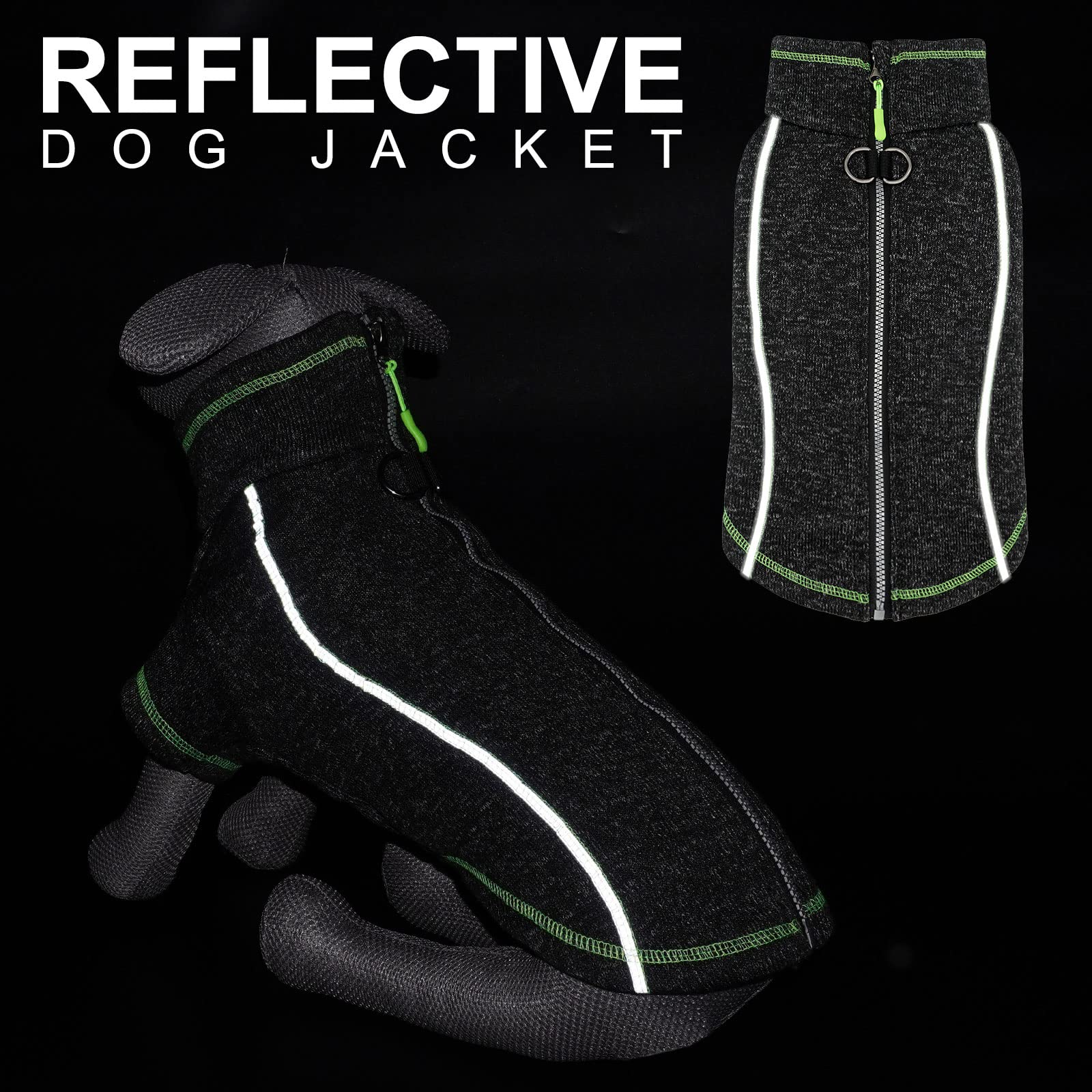 Cyeollo Dog Coat Fleece Jacket Zipper Up Sweater Reflective Jackets With D Ring Warm Clothes Cozy Jackets For Small Dogs