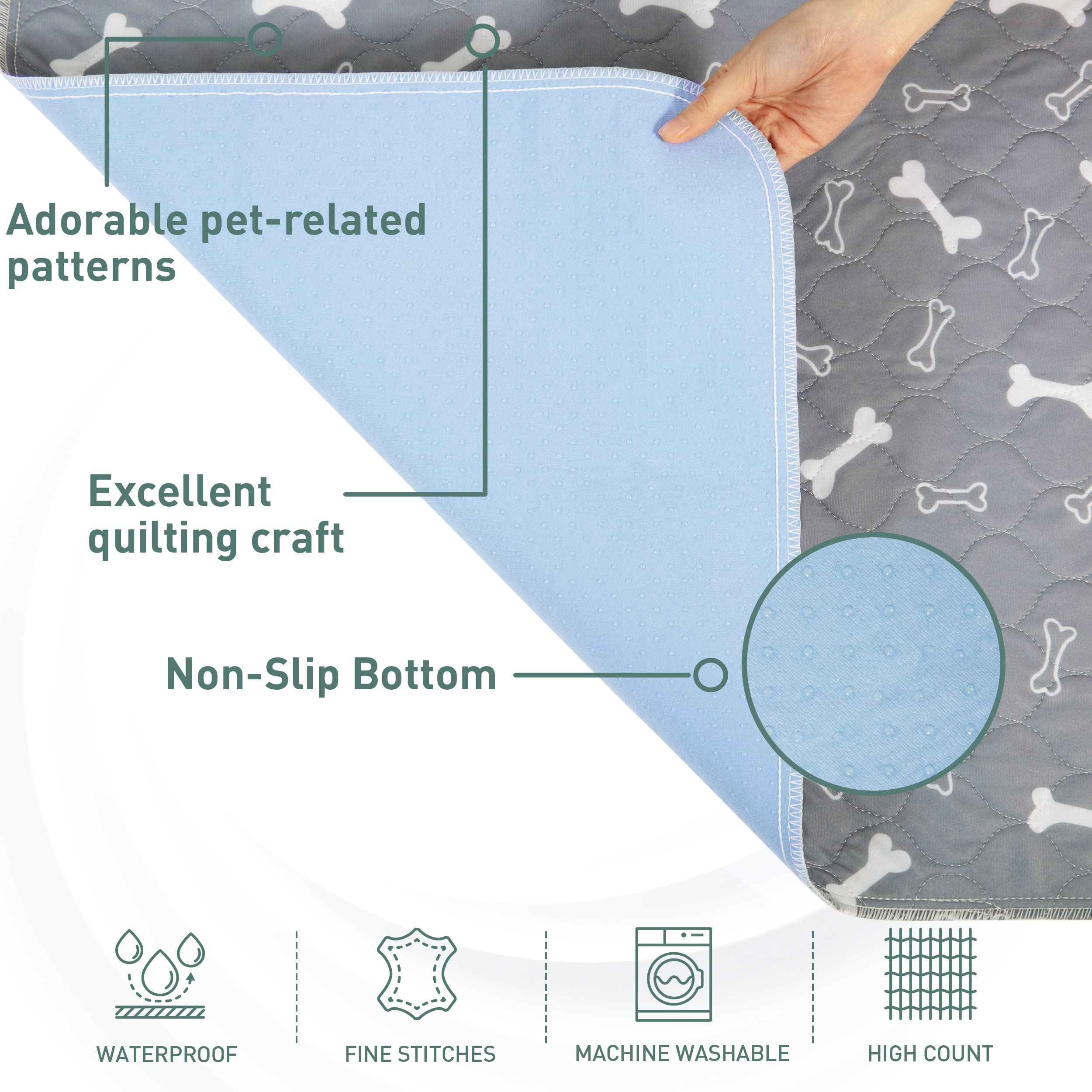 Eterish Reusable Washable Pee Pads For Dogs Extra Large 48 ' ' X 60 ' ' 2 Pack, Absorbent Pet Puppy Dog Training Pads Non-Slip,