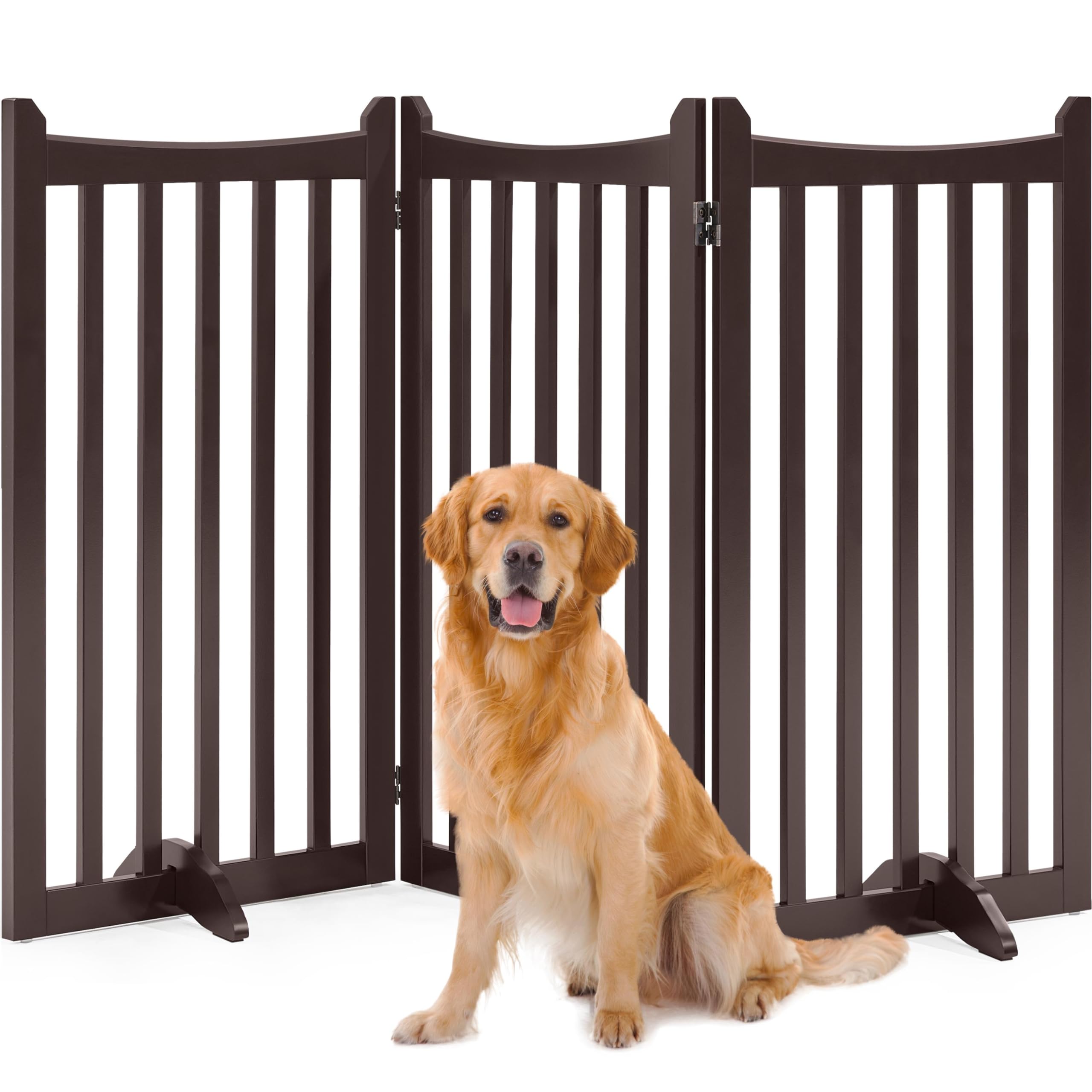 Yaheetech 36  H Extra Tall Freestanding Pet Gate 3-Panel Wooden Dog Fence with 2 Support Feet Folding Dog Gate for Indoor, Stair