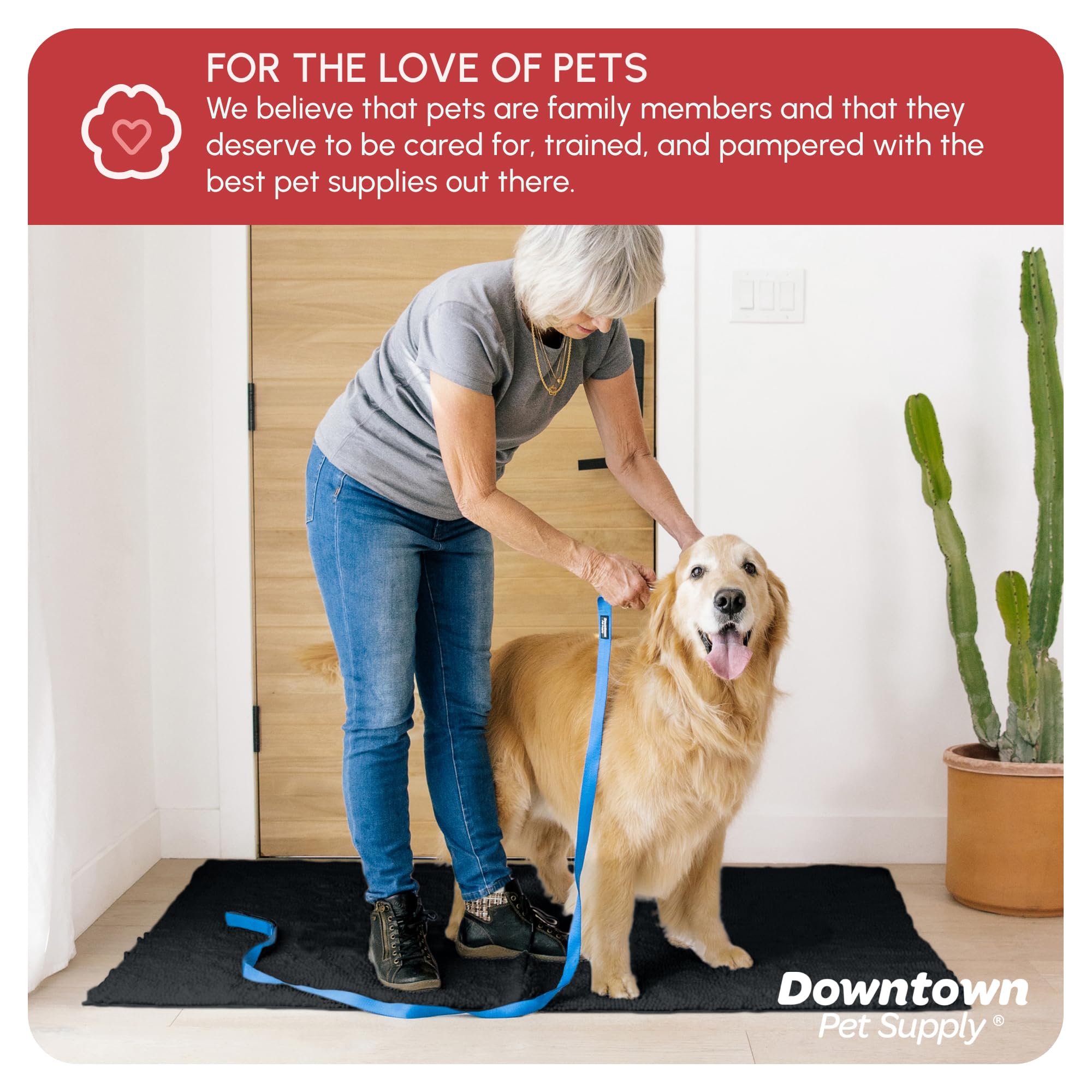 My Doggy Place Microfiber Dog Mat for Muddy Paws, 60 x 36 Black - Non-Slip, Absorbent and Quick-Drying Dog Paw Cleaning Mat, Was