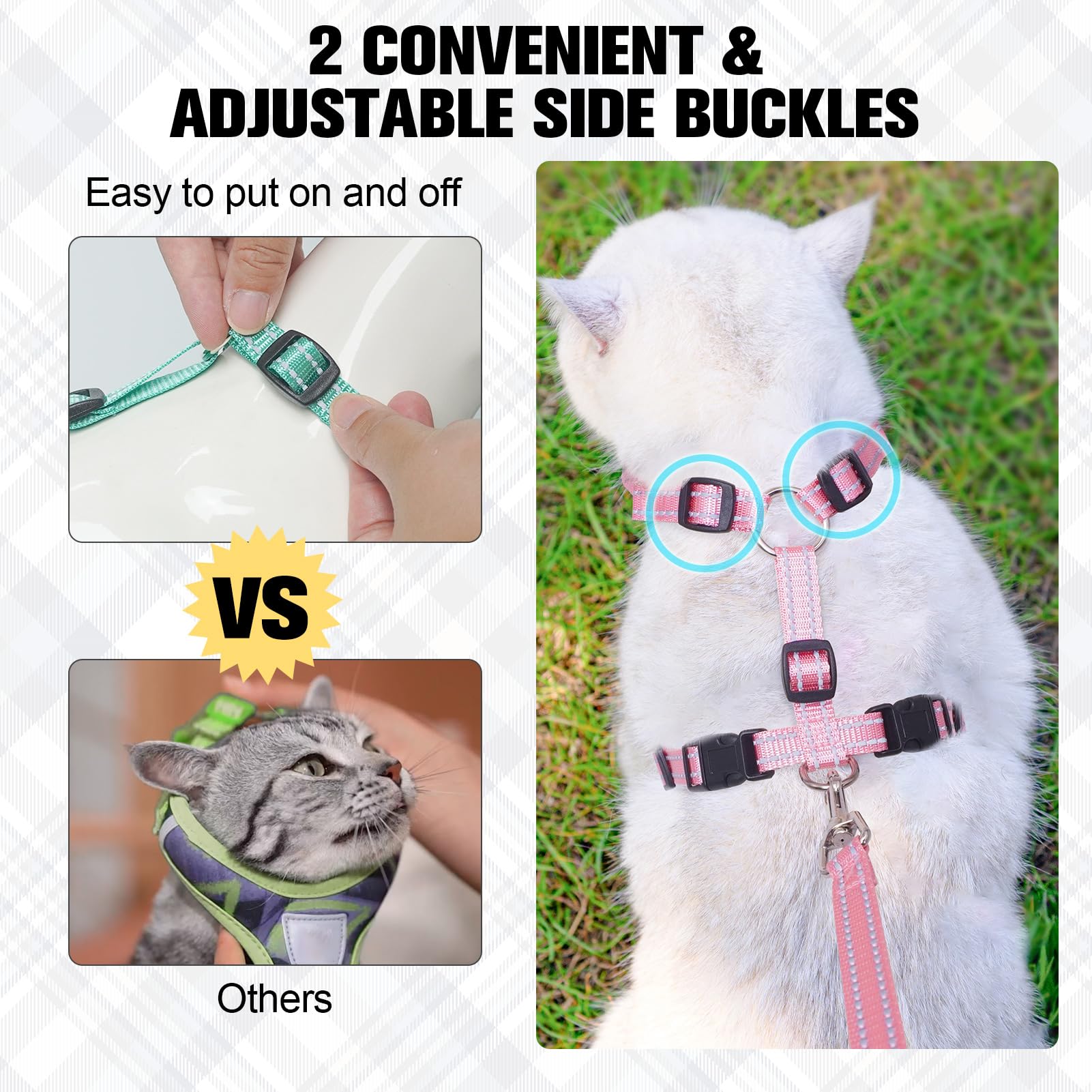 BEAUTYZOO Cat Harness and Leash Set, Soft Mesh, Escape Proof, Adjustable, S (Chest: 11 - 16"), Strawberries Pink for Kittens and Small Cats