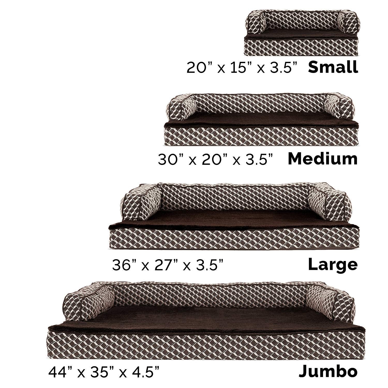 Furhaven Orthopedic Dog Bed for Medium/Small Dogs w/ Removable Bolsters & Washable Cover, For Dogs Up to 35 lbs - Plush & Woven