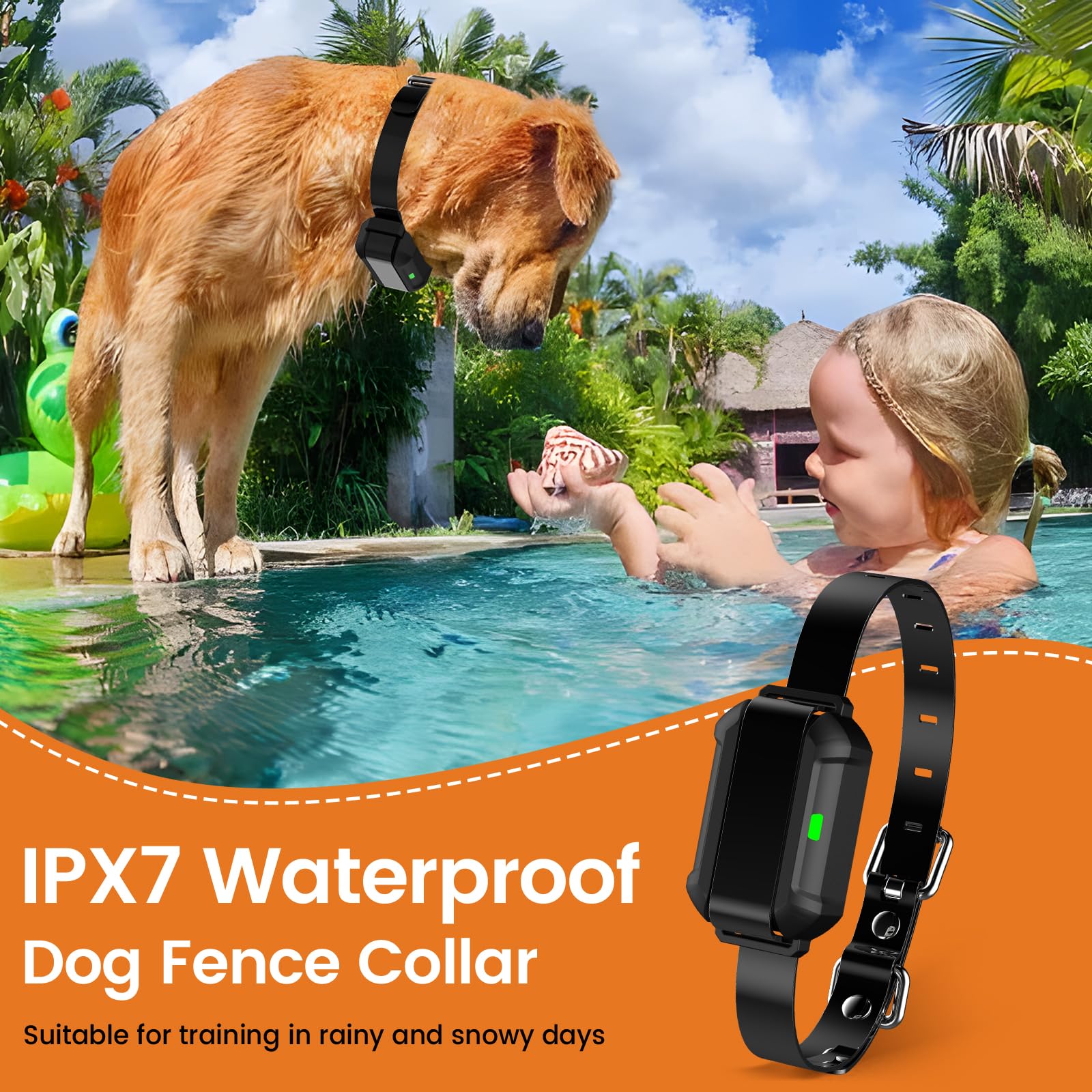 Pethey Wireless Dog Fence Collar For Medium& Large Breed, 9-26In/20-110Lb Adjustable, Rechargeable, Ipx7 Waterproof, Only Match