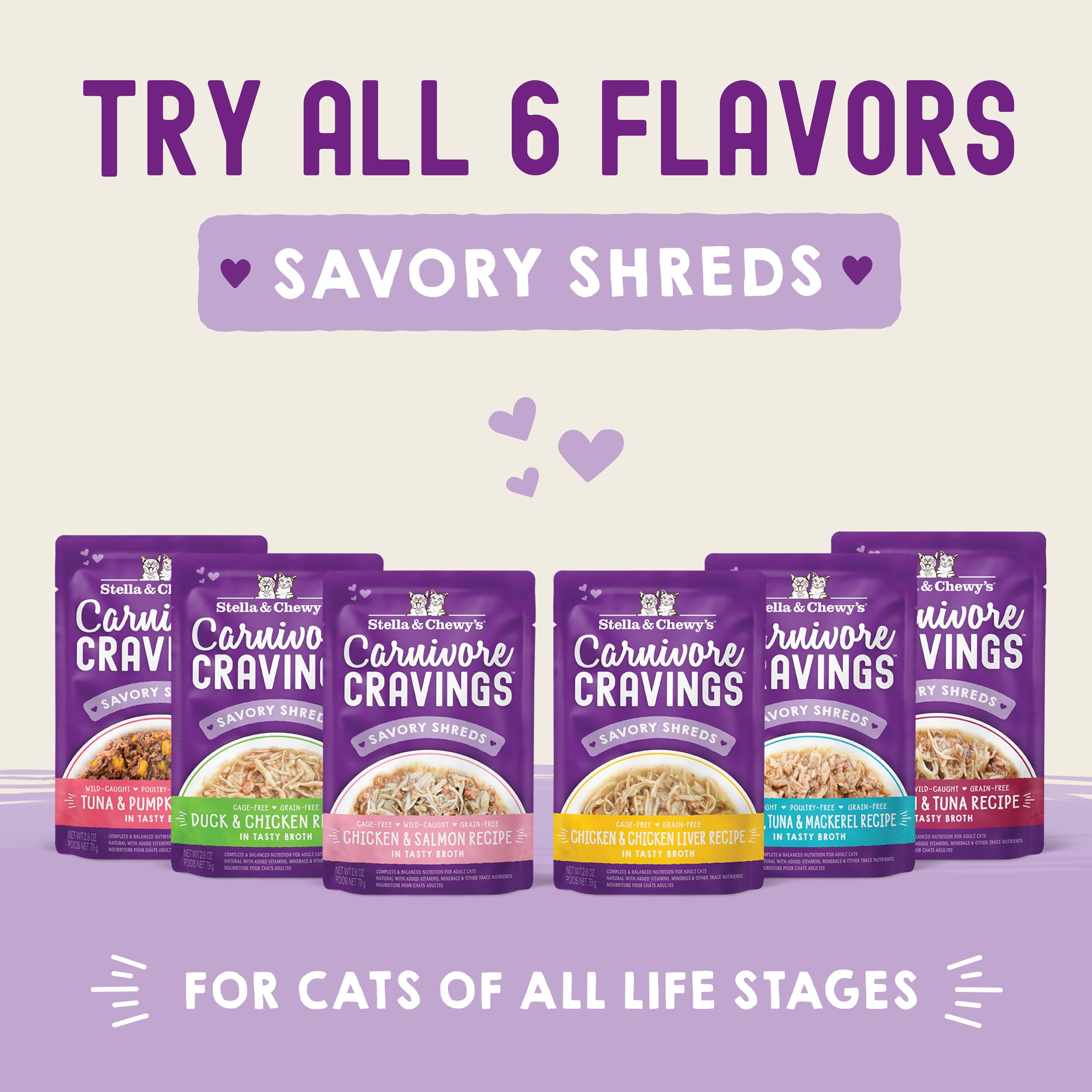 Stella & Chewys Carnivore Cravings Wet Cat Food - Premium Pouches - Grain Free, High Protein Chicken & Tuna - Perfect for Picky
