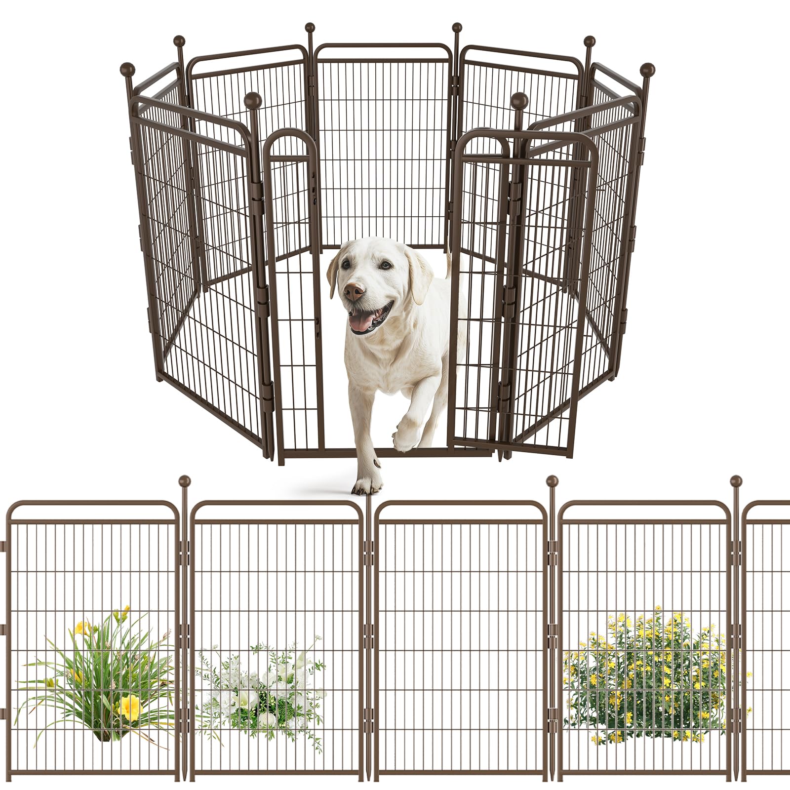 Gardner Pet Dog Playpens, 40'' H 8 Panels Dog Pen Outdoor/Indoor Dog Fence Exercise Pen For Small/Medium/Large Dogs, Foldable Pe