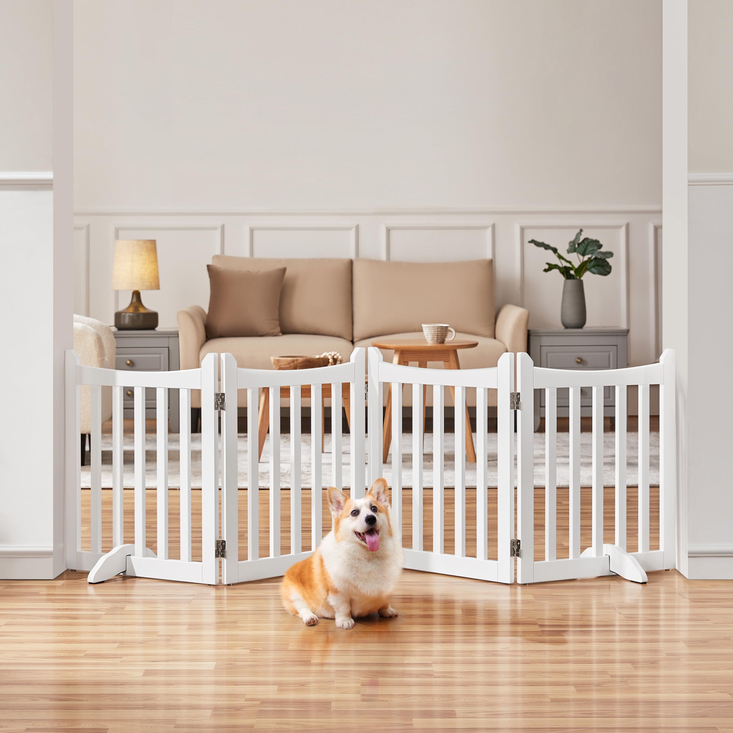 Yaheetech 24'' H Freestanding Pet Gate For Dogs Wooden Dog Gates For Hallway, Doorway Collapsible Indoor Pet Fence With Support