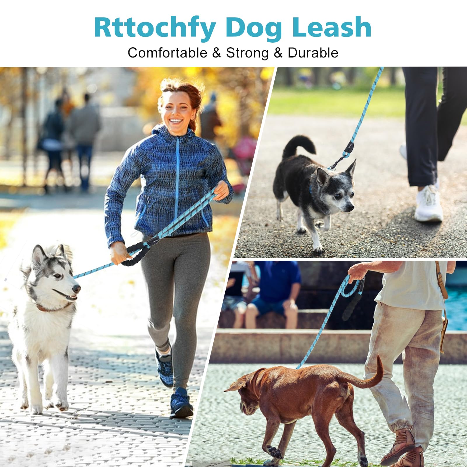 Rttochfy Dog Leash Reflective Rope: 2/4/5/6Ft Heavy Duty Dog Leash For Small Medium Large Dogs Nylon Puppy Leash With Soft Padded Handle For Outside Walking Running