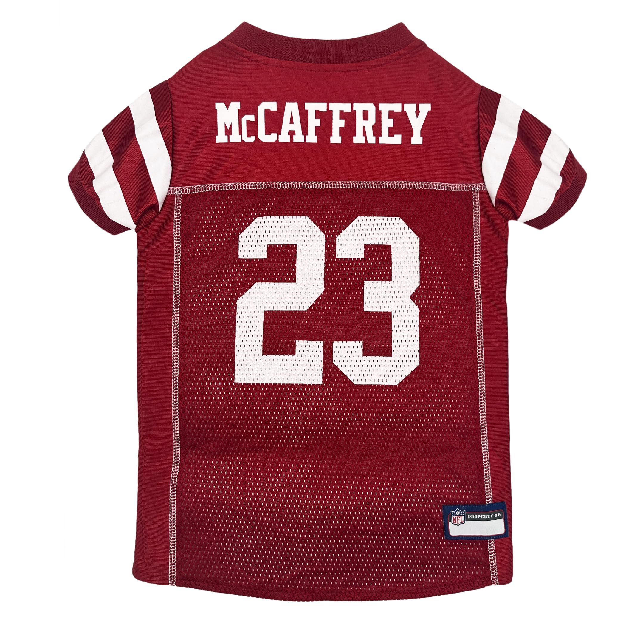 Pets First Nflpa Christian Mccaffrey Pet Jersey #23, Nfl Dog Shirt, San Francisco 49Ers Mesh Jersey, Size X-Large