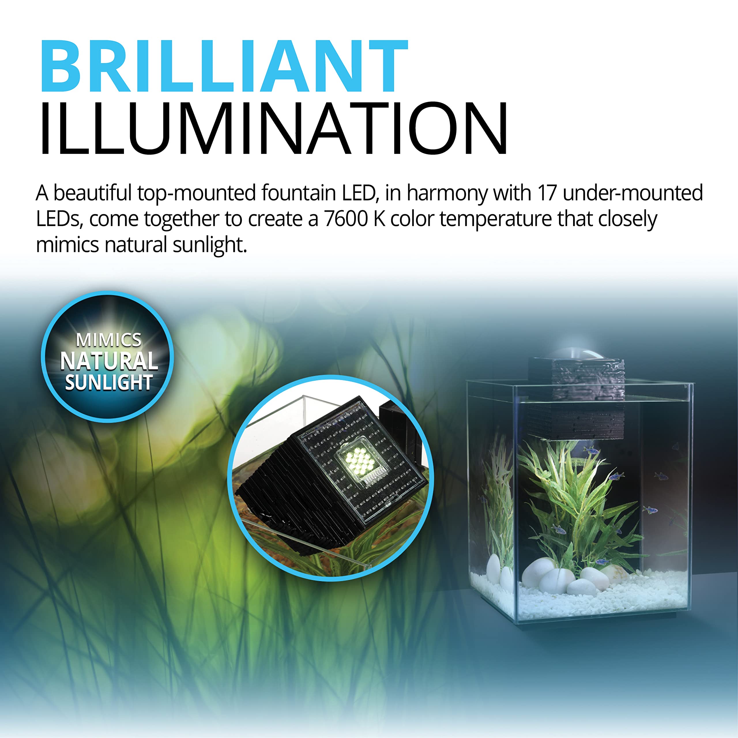 Fluval Chi Ii Series Aquarium Set, 5-Gallon - Aquarium Tank With Ambient Led Lighting, Flowing Water, And Elegant Design, White