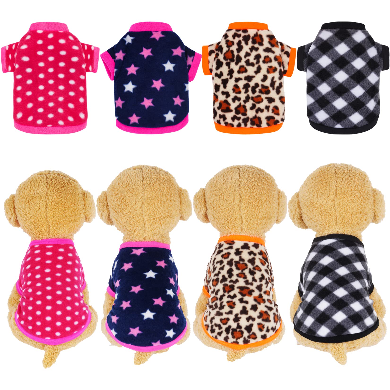 Rbenxia 4-Piece Dog & Puppy Fleece Sweater Set - Soft, Warm Sweatshirts & Pajamas For Small Dogs & Cats (Large)