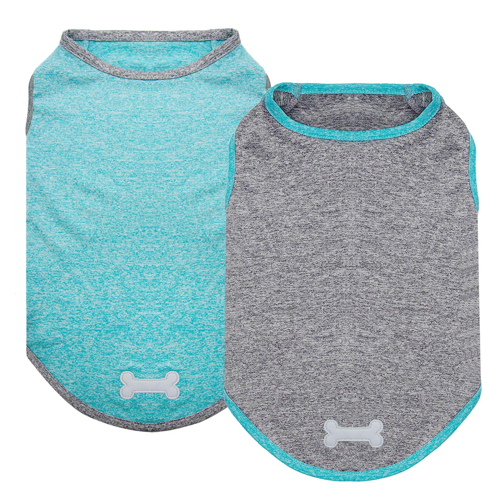 Kyeese 2 Pack Dog Shirts Sun Protection Quick Dry Soft Stretchy Pet T-Shirts With Reflective Label Tank Top Sleeveless Cat Vest 