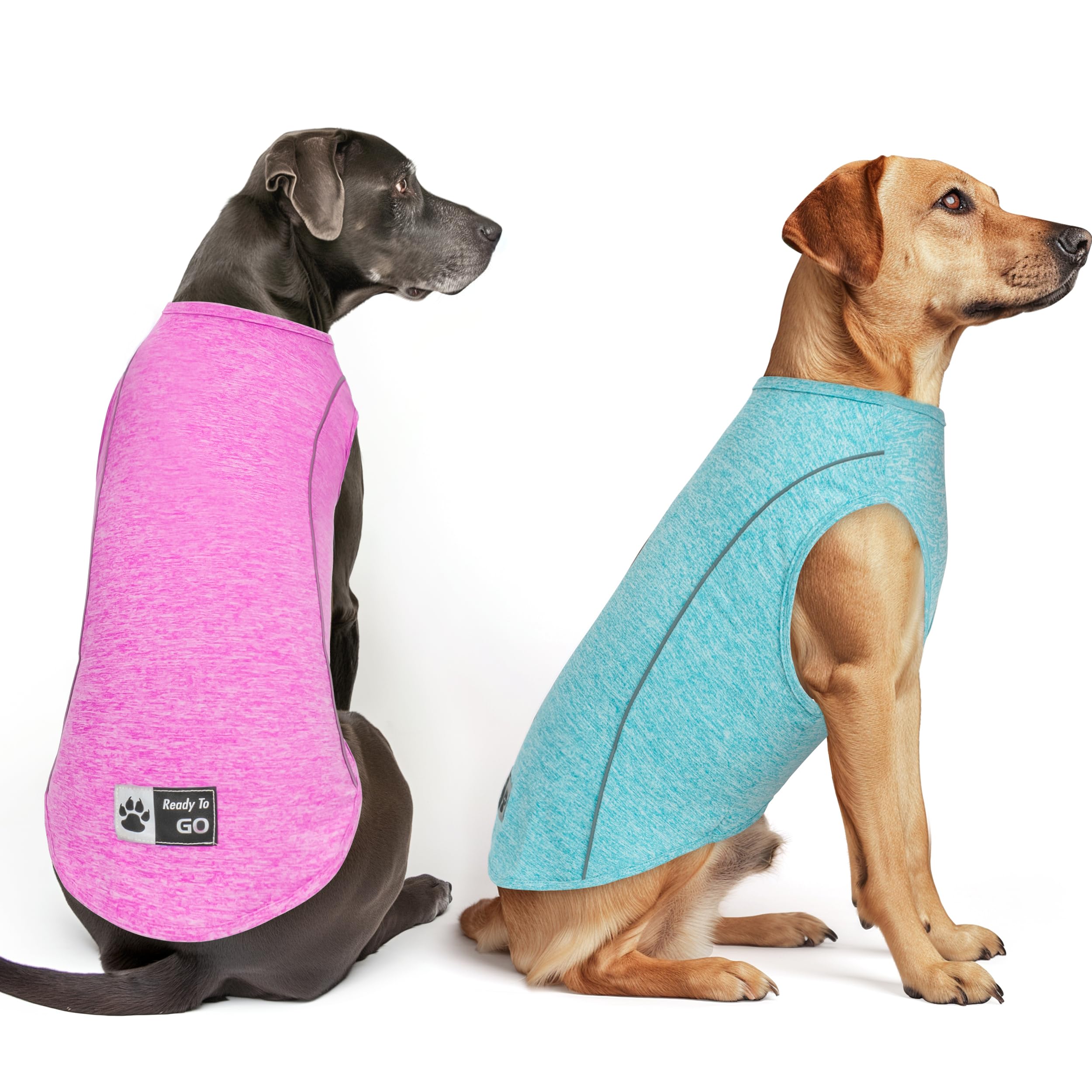 Kyeese 2Pack Dog Shirt For Medium Large Dog Breathable Stretchy T Shirt Breathable Stretchy Sleeveless Dog Vest,Lake Blue+Rose R