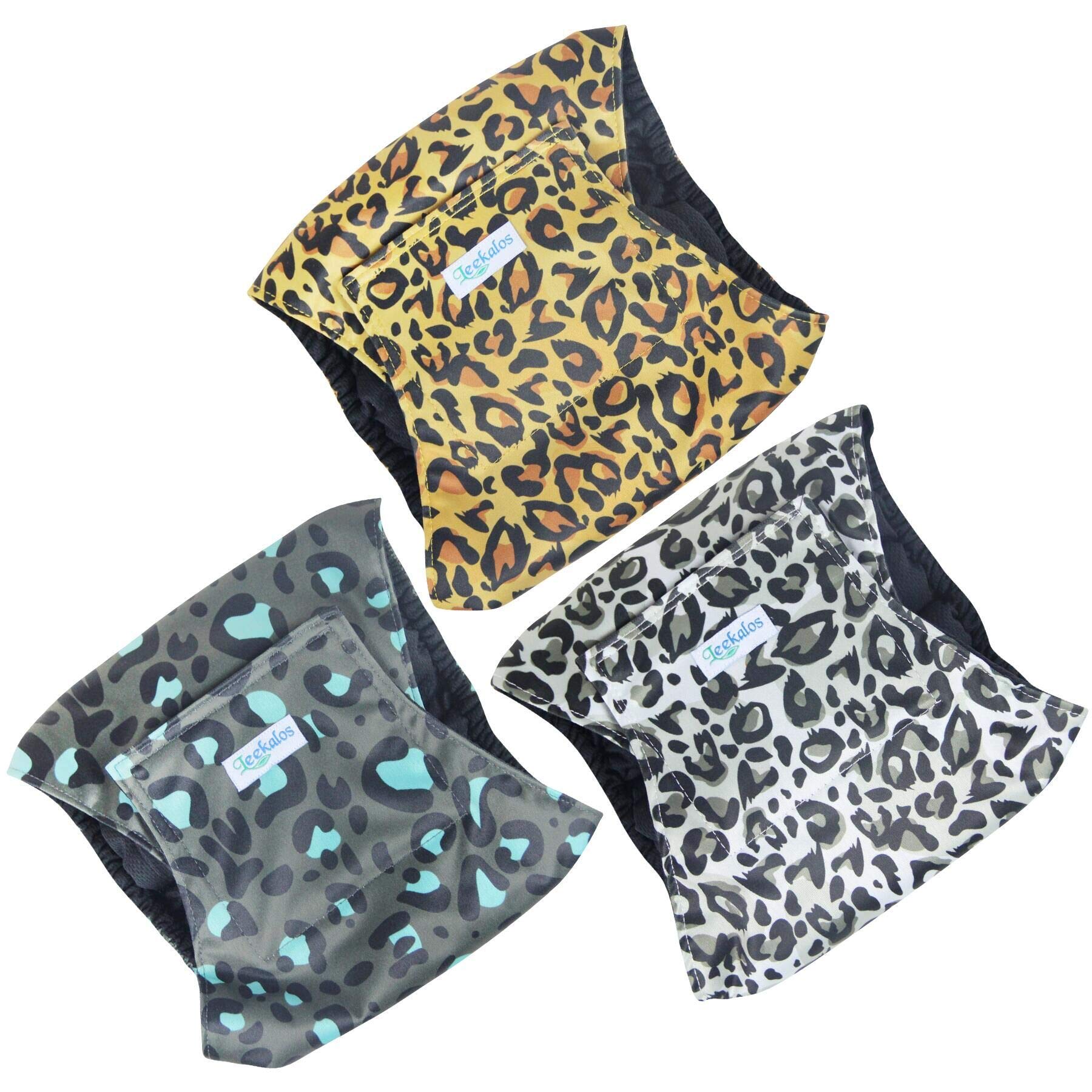 Leekalos Male Dog Diapers (3 Pack), High Absorbing Dog Belly Bands For Male Dogs, Washable Reusable Dog Male Wraps (Medium, Leopard)