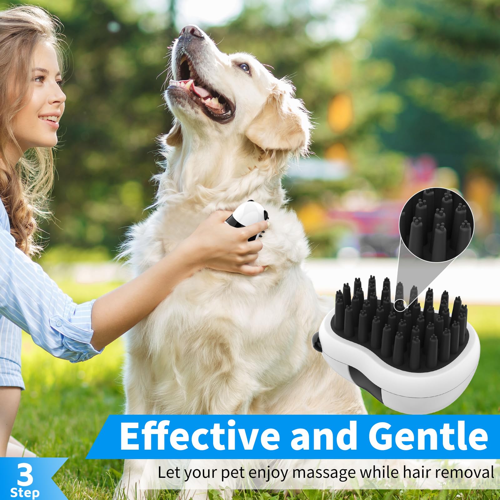Comotech 3PCS Dog Bath Brush  Dog Shampoo brush  Dog Scrubber for Bath  Dog/Grooming/Washing Brush Scrubber with Adjustable Ring