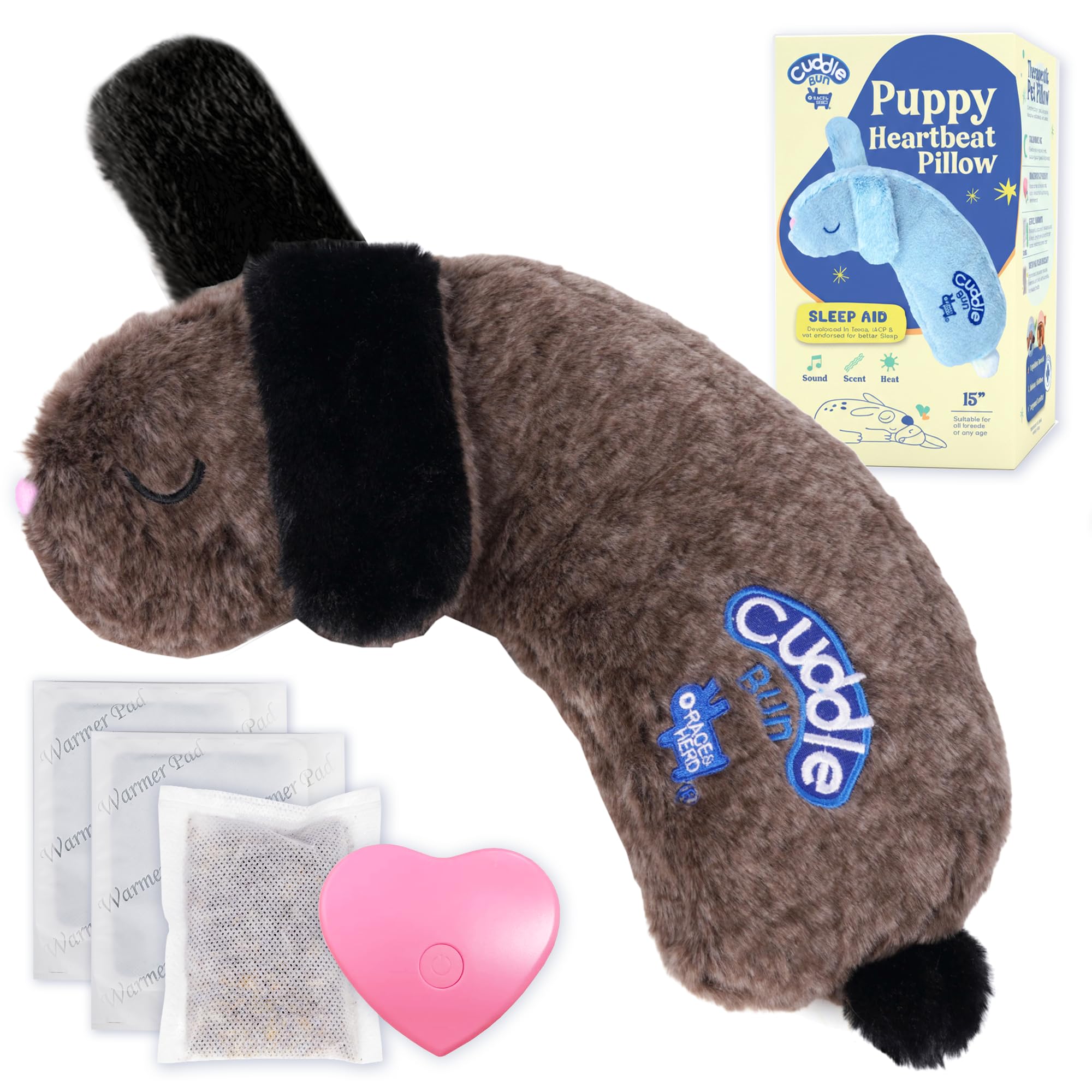 Race&Herd CuddleBun Heartbeat Puppy Toy Sleep Aid - Heartbeat Dog Toy, Dog Heartbeat Toy for Puppy Must Haves for Separation Pet
