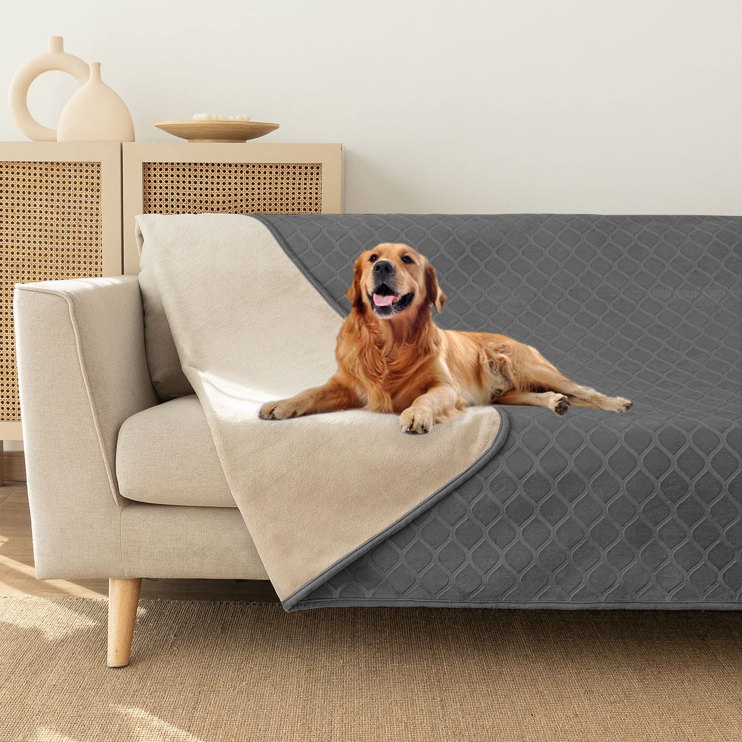 Fuguitex Waterproof Dog Blanket Bed Cover Dog Crystal Velvet Moroccan Fuzzy Cozy Plush Pet Blanket Throw Blanket For Couch Sofa