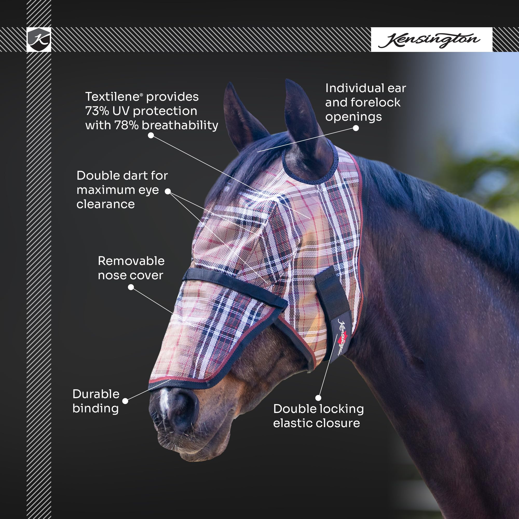 Kensington Fly Mask w/Web & Nose Size: Medium Color: 181-Kentucky Blue