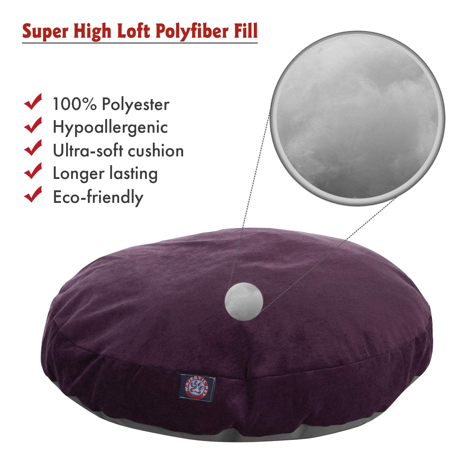 Aubergine Villa Collection Medium Round Pet Dog Bed
