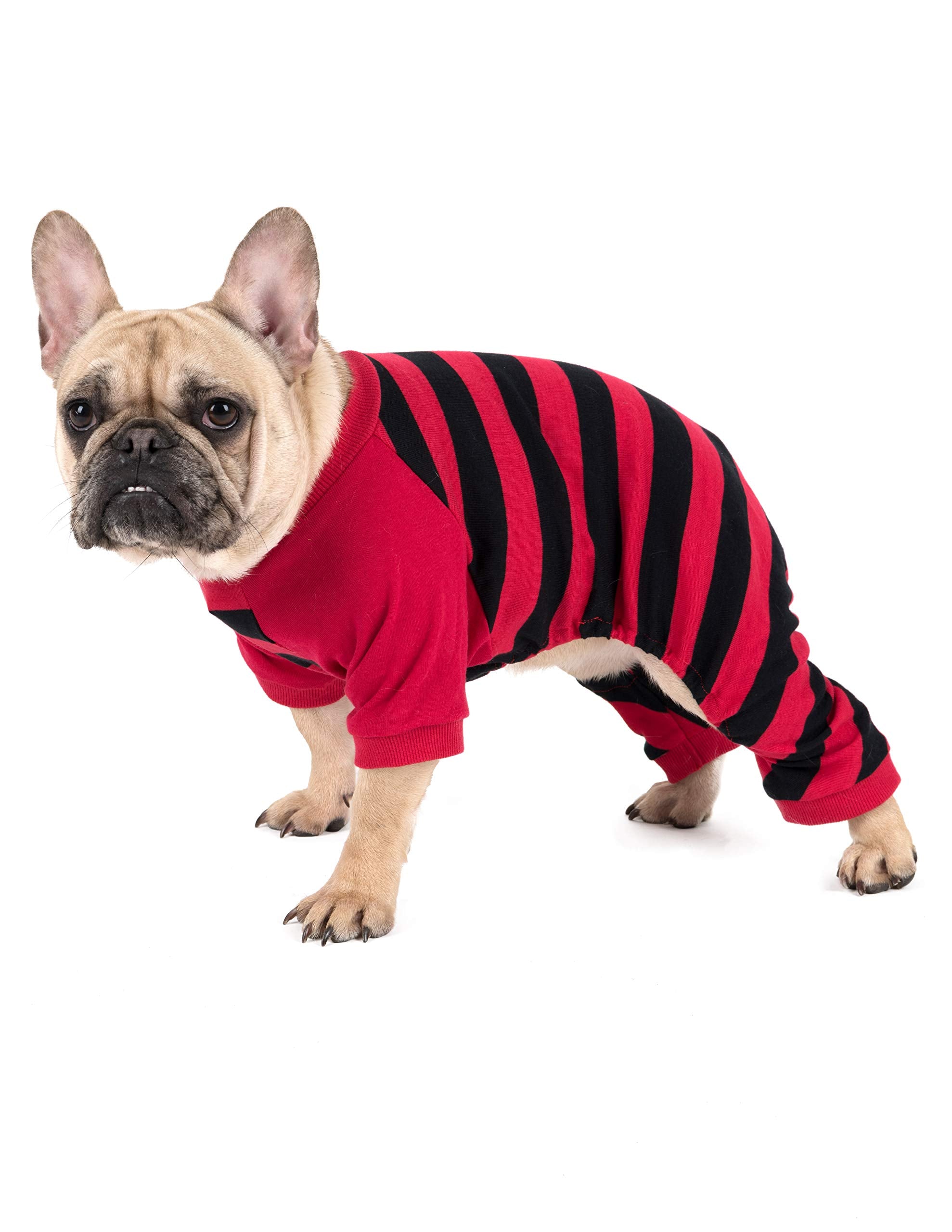 Leveret Matching Dog Pajamas Christmas Pjs 100% Cotton Red/Black Stripes Size X-Large