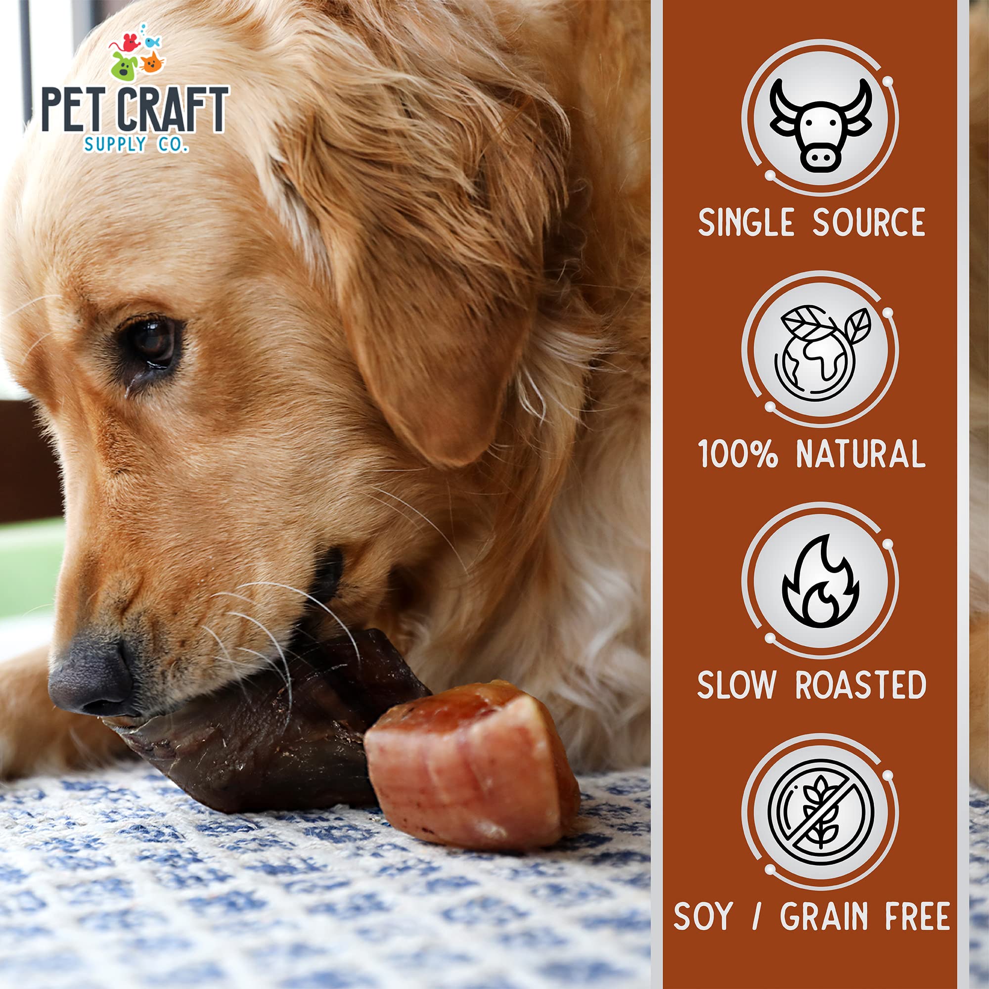 Pet Craft Supply Beef Butcher Dog Chews Treats, 12 Pack, Rawhide Free, Long Lasting for Small, Medium, Large Dogs, Model 8766