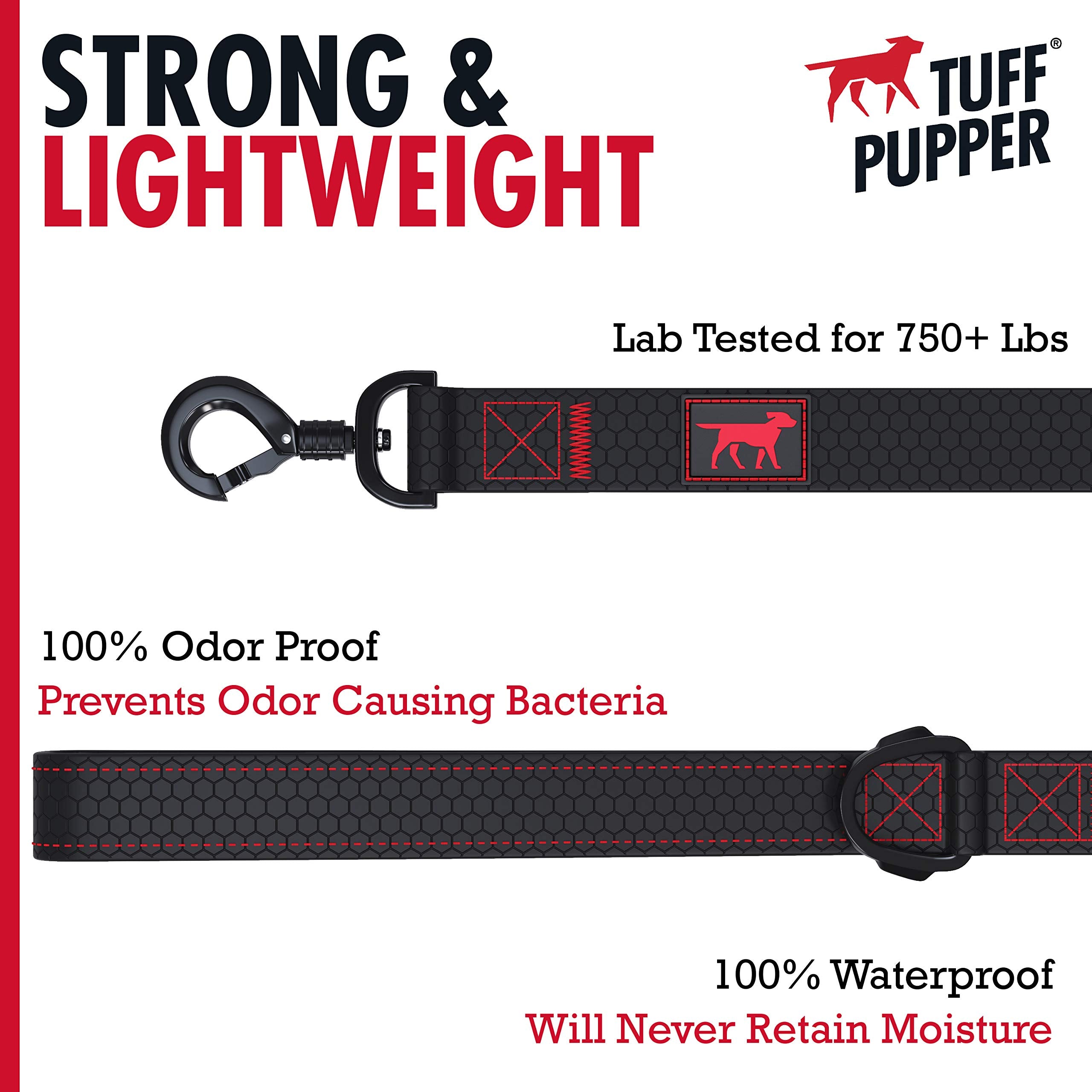Tuff Pupper Waterproof Action Leash l Heavy Duty Dog Leash | 6 Foot Dog Leash w/Aluminum Quick Release, Locking Carabiner Leash