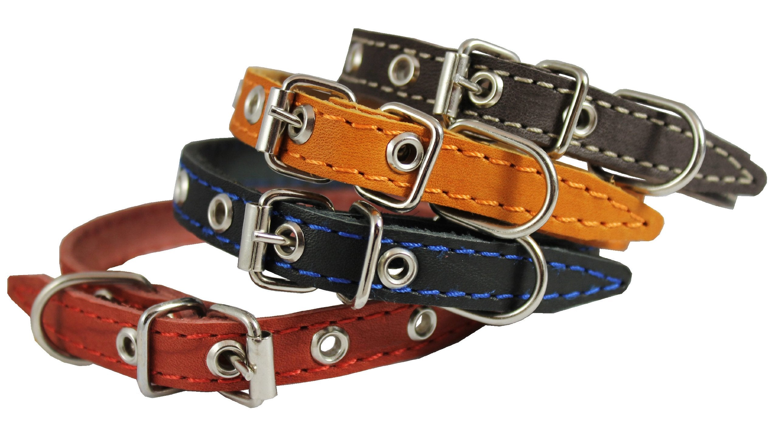Real Leather Dog Collar 9.5'-13' Neck Size, 1/2' Wide Chihuahua, Puppies