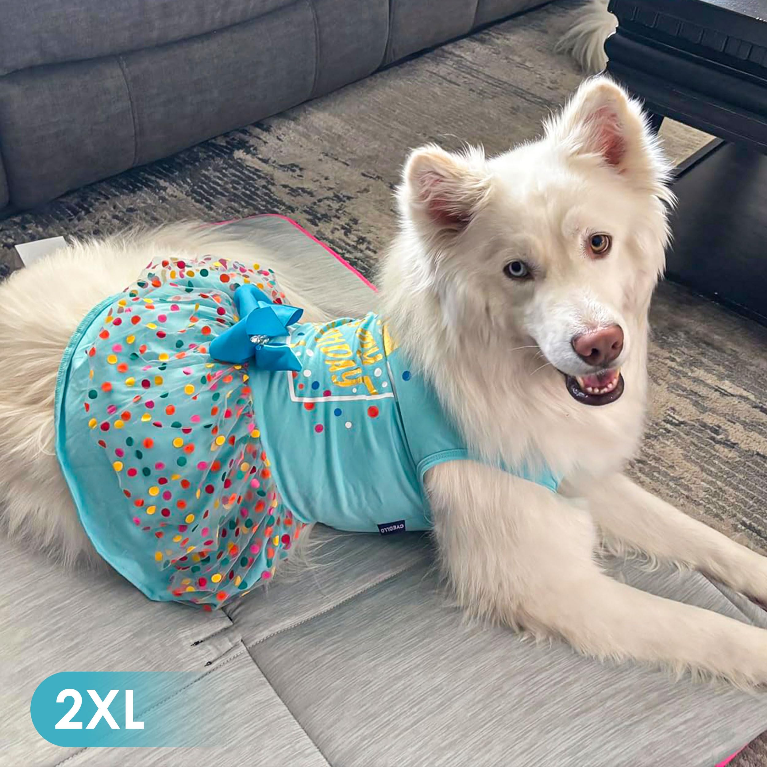 Cyeollo Dog Birthday Dress Party Tulle Dog Clothes Girl Dog Dresses For Small Medium Dogs Pet Holiday Outfit Apparel, Blue, Xxl