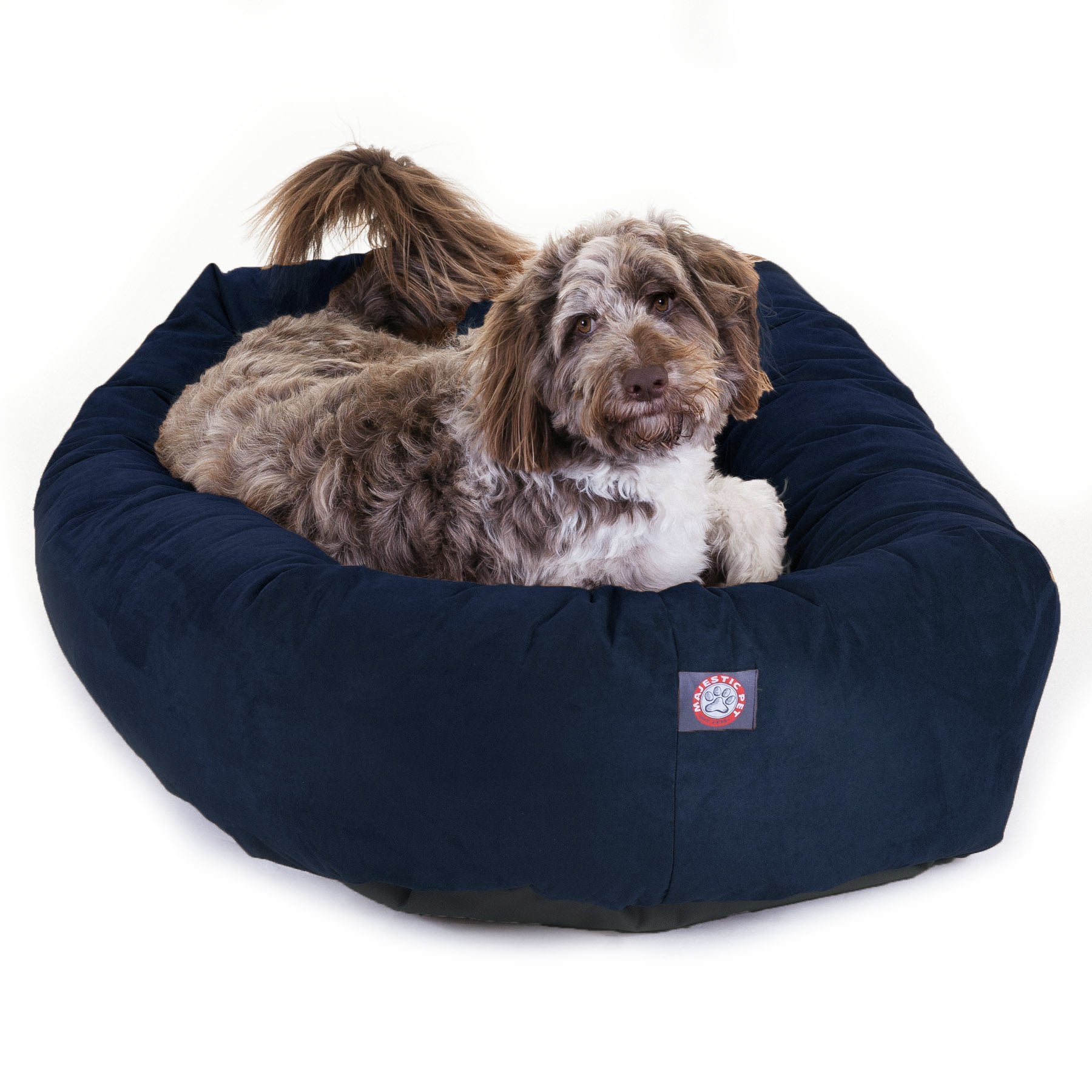 Majestic Pet 52 Inch Suede Calming Dog Bed Washable - Cozy Soft Round Dog Bed With Spine Support For Dogs To Rest Their Head - F