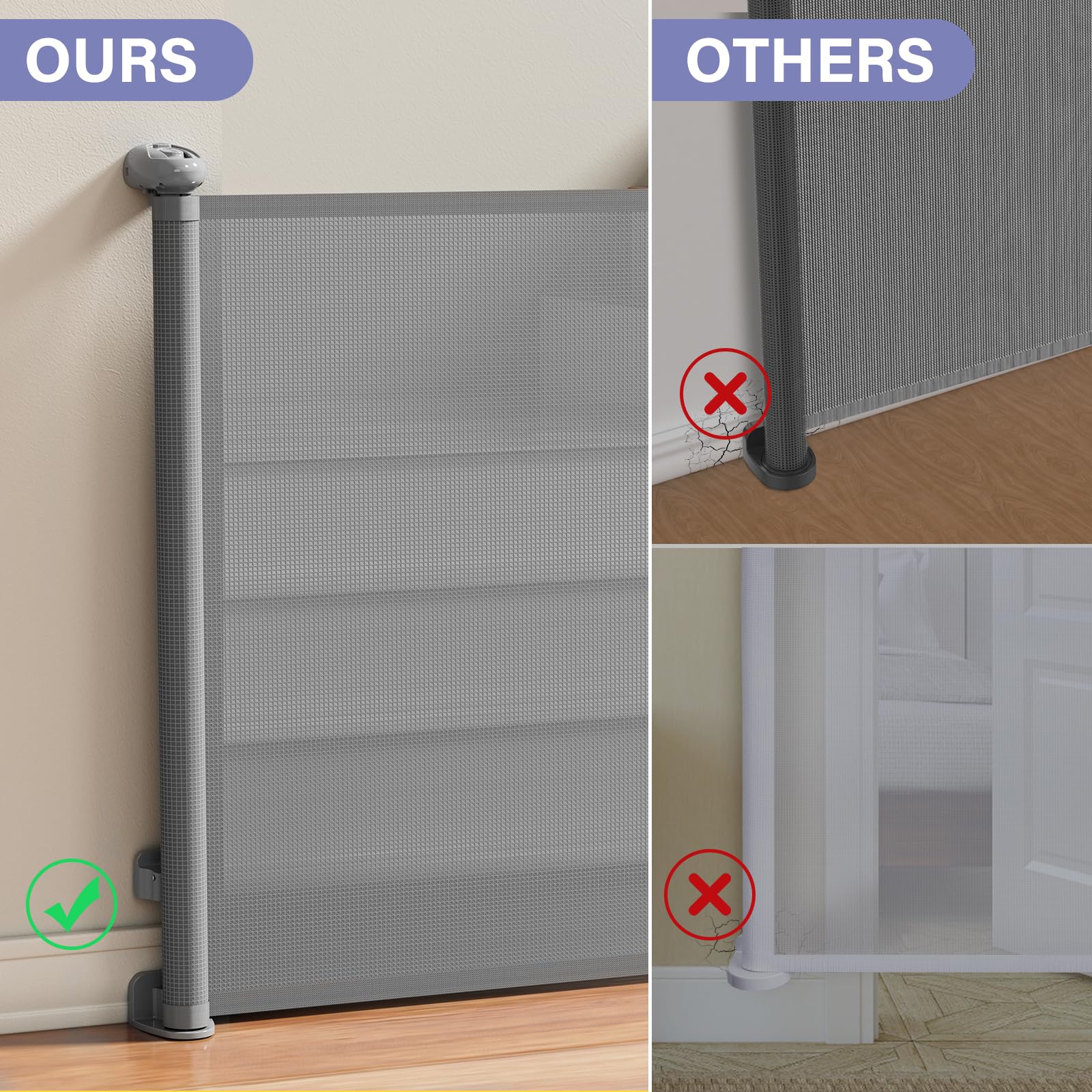 Probebi Retractable Baby Gates Extra Wide，Probebi Retractable Dog Gate The House Extends To 72'' Wide 34'' Tall，Gates Baby Indoor，Stair Gate Outdoor，Staris，Hallways，Doorways，Deck，Porch，C-Grey (Sg021)