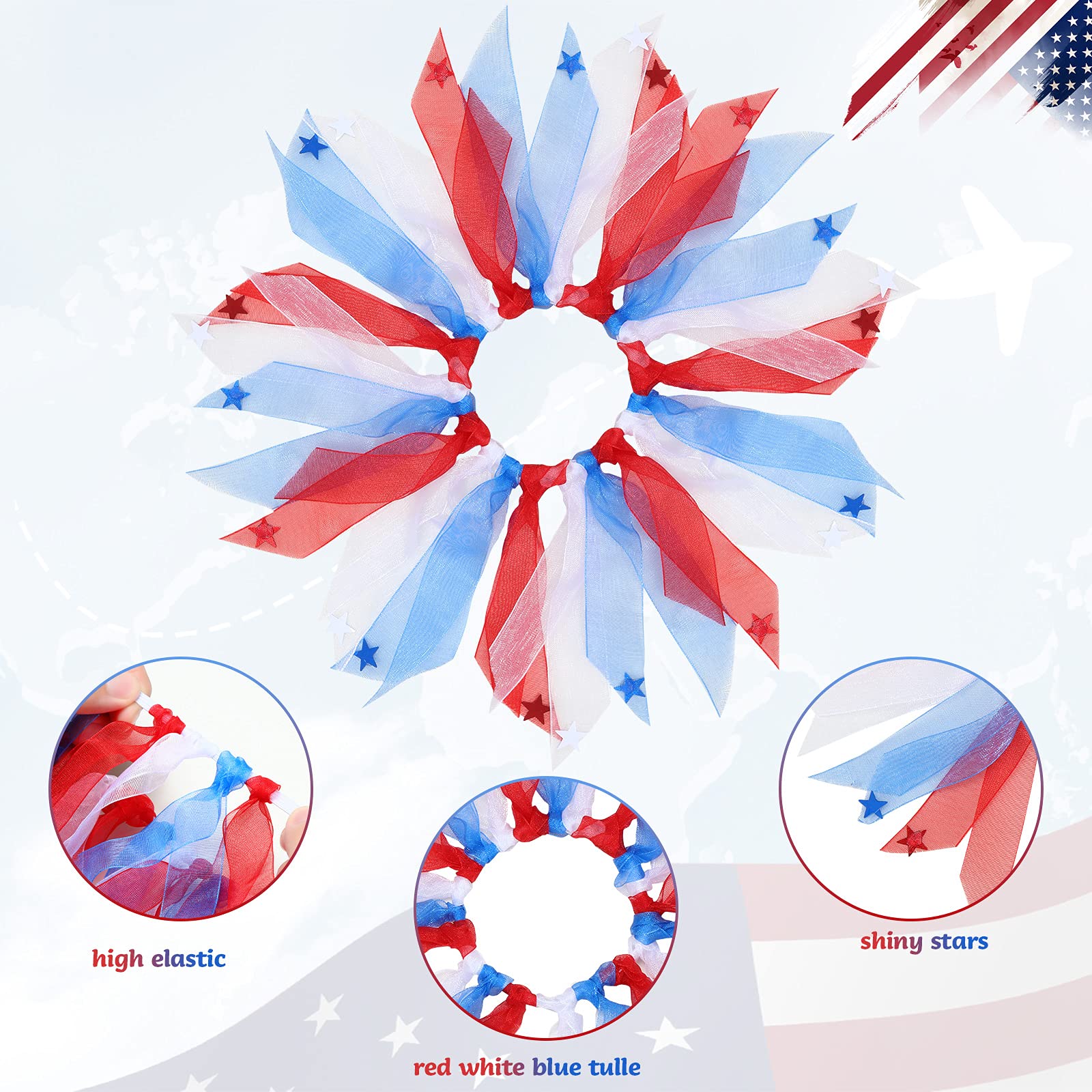 Weewooday 3 Pieces Girl Dog Costume Patriotic 4Th Of July Tutu Skirt And Bowtie Headband Fancy Collar For Small Dog Costume Deco