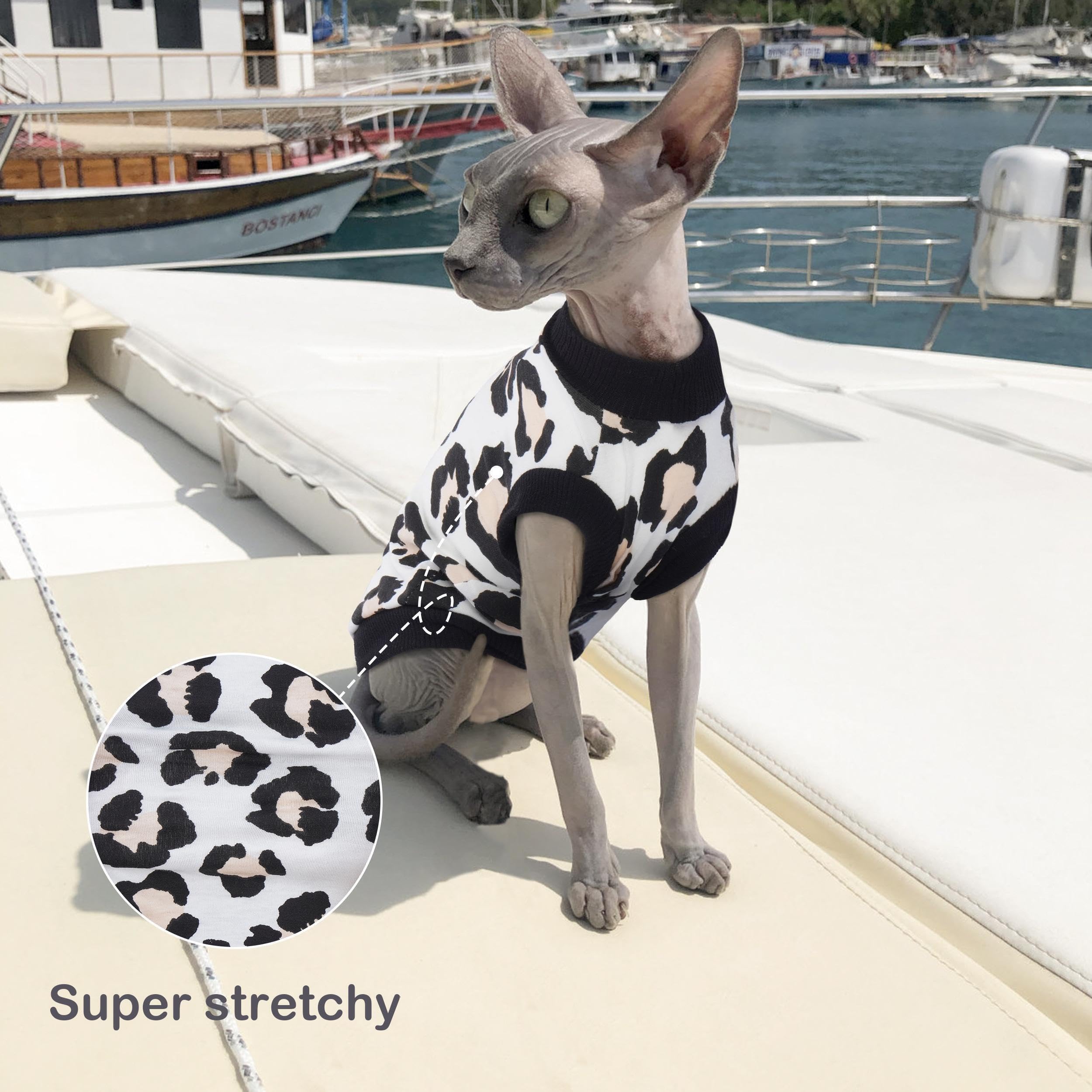 Pumyporeity Sphynx Cat Clothes - Stretchy Sweater, Soft Hairless Shirt, Pullover Pajamas, Turtleneck For Sphynx Cornish Rex, Dev