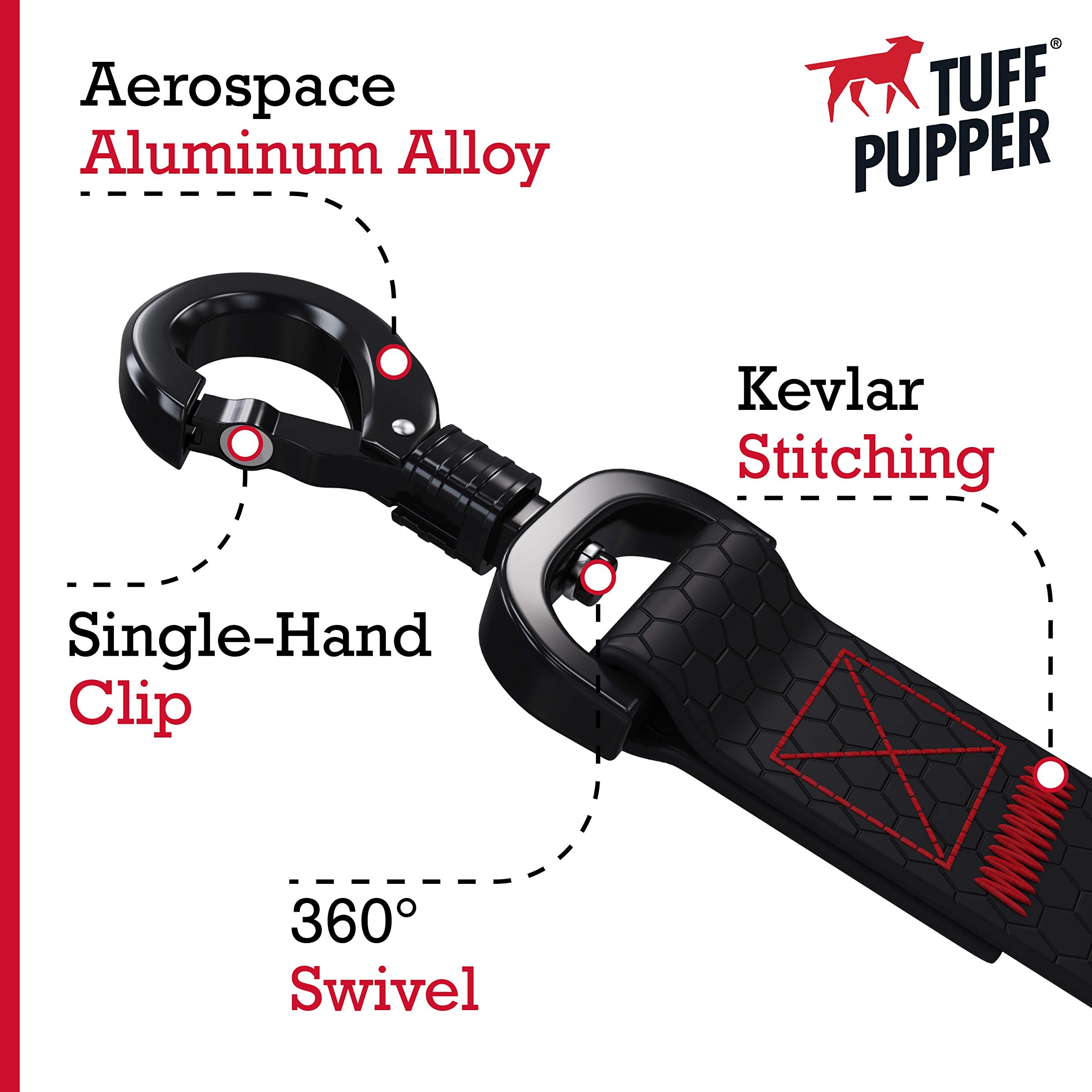 Tuff Pupper Waterproof Action Leash l Heavy Duty Dog Leash | 6 Foot Dog Leash w/Aluminum Quick Release, Locking Carabiner Leash