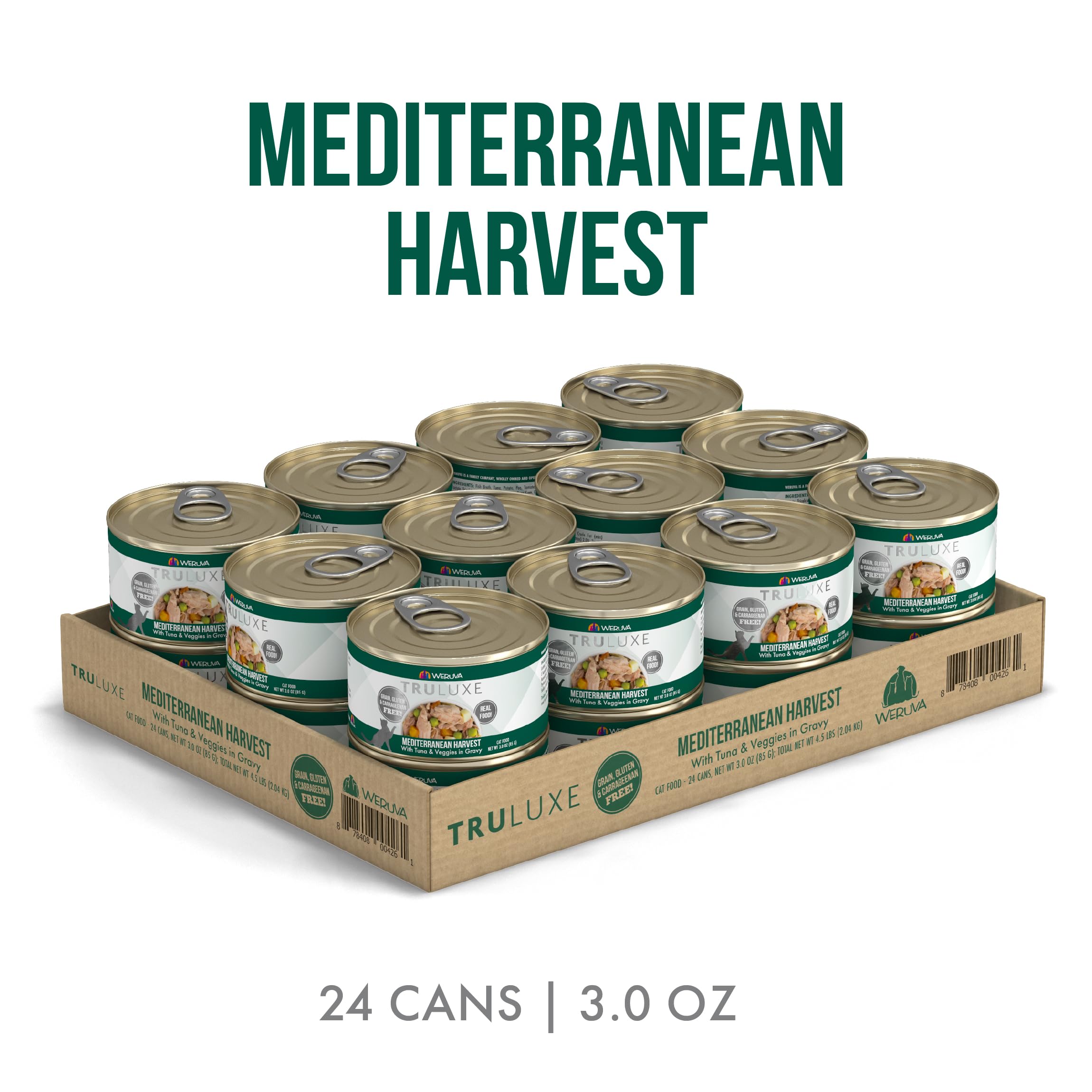 Weruva TruLuxe Cat Food, Mediterranean Harvest with Tuna Whole Meat & Veggies in Gravy, 3oz (Pack of 24)