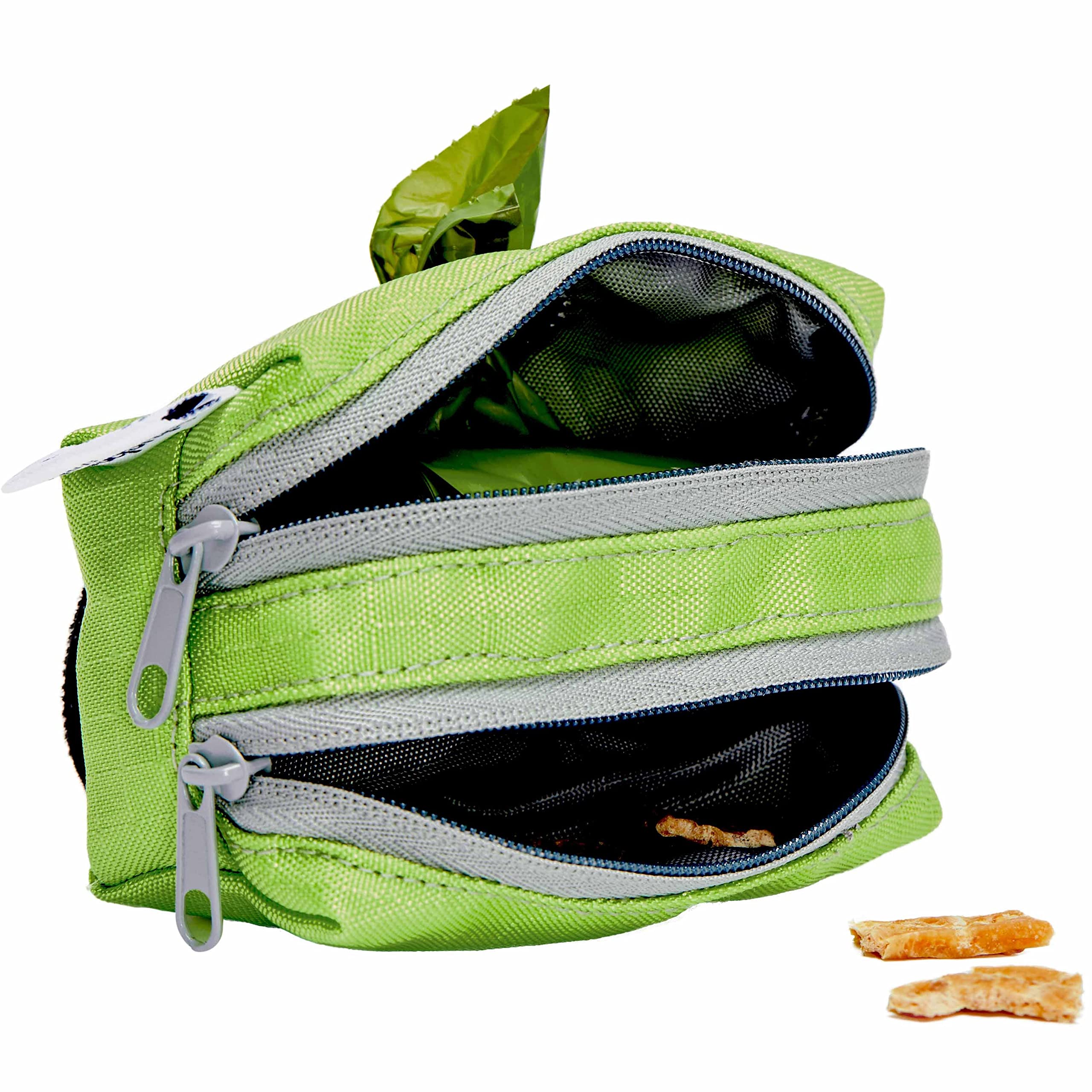 Blueberry Style Neon Green Dog Waste Bag Dispenser, Solid Color Trash Bag Dispenser with 2 Auto Locking Zipper, Dog Poop Bag Hol