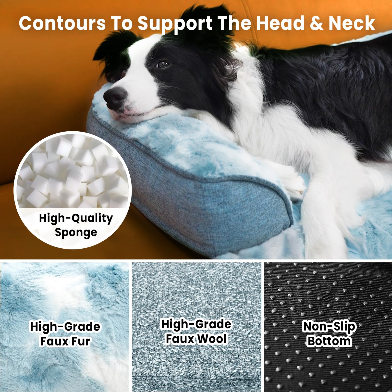 Blunique Calming Dog Couch Bed For Medium Dogs/Cats, 35 X 31 Inch Waterproof Removable Dogs Mat Couch Cover For Furniture Protec