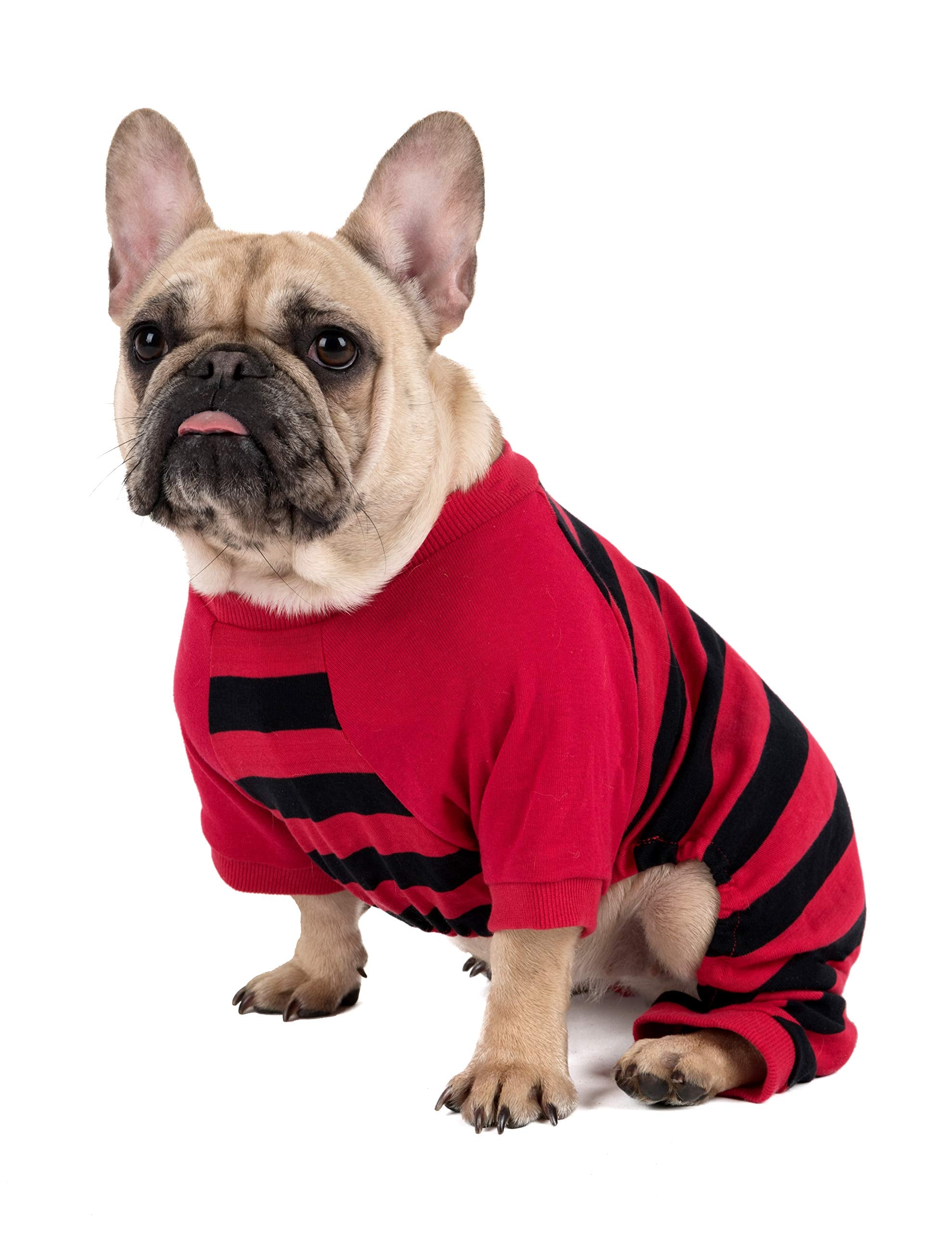 Leveret Matching Dog Pajamas Christmas Pjs 100% Cotton Red/Black Stripes Size Small