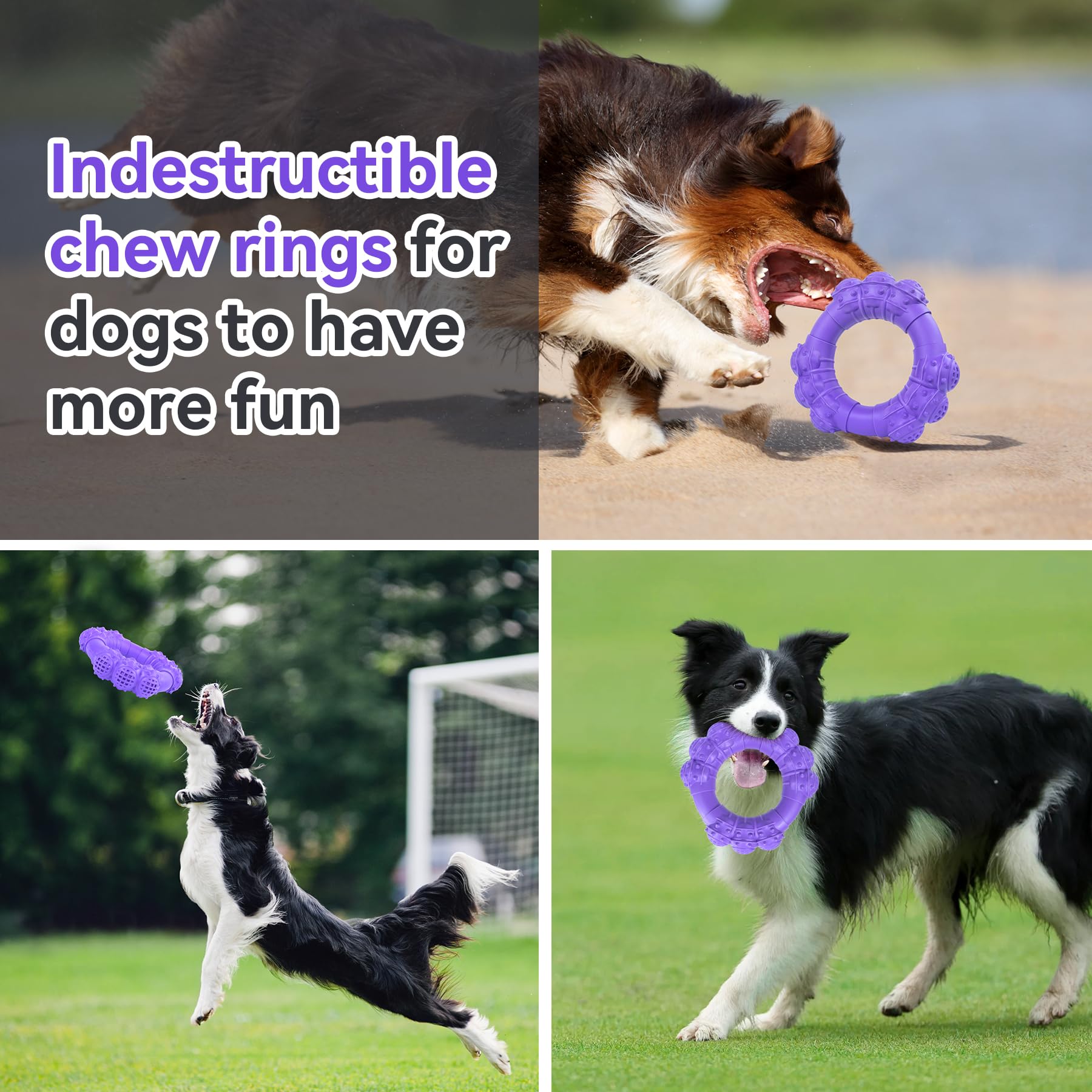 DAOZIJI Indestructible Dog Chew Toys for Aggressive Chewers, Super Chewer Toys for Medium Large Dogs, Interactive Ring Toy, Heav