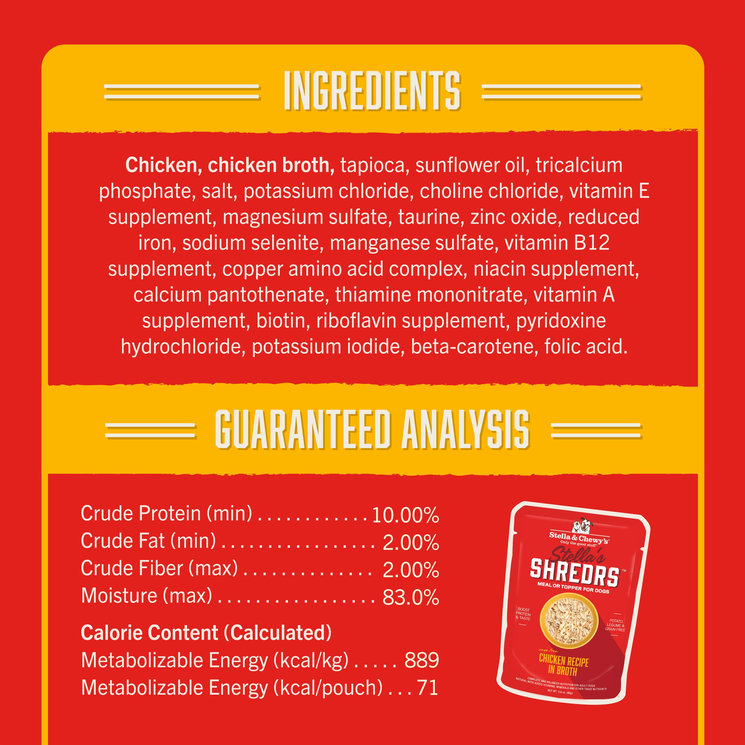 Stella & Chewys Stellas Shredrs Cage Free Chicken Recipe in Broth, 2.8 oz. Pouches (Pack of 24)